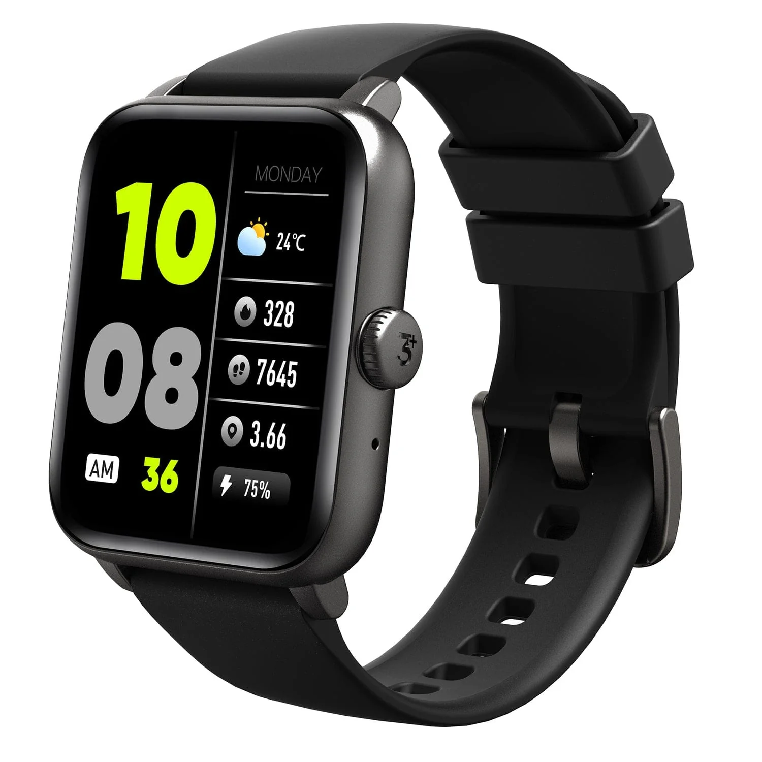3Plus Vibe Fit Smartwatch with 1.83-In. Color Touch Screen, Bluetooth Calling, Heart Rate/Blood Oxygen/Sleep, 50+ Workouts, and IP68 Water-Resistant