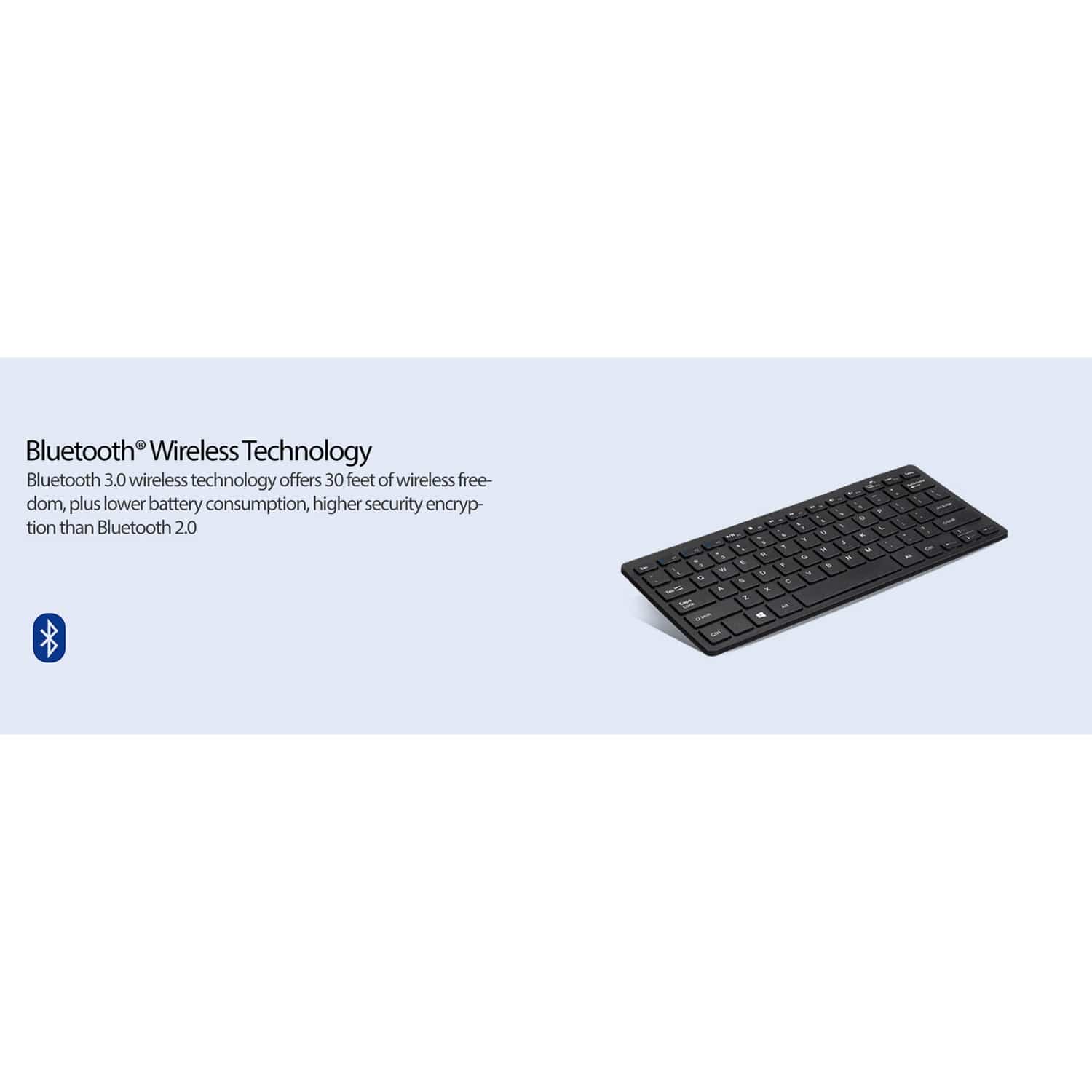 Adesso Bluetooth SlimTouch Computer Keyboard with Scissor Switches, for Windows, Mini - Image 3