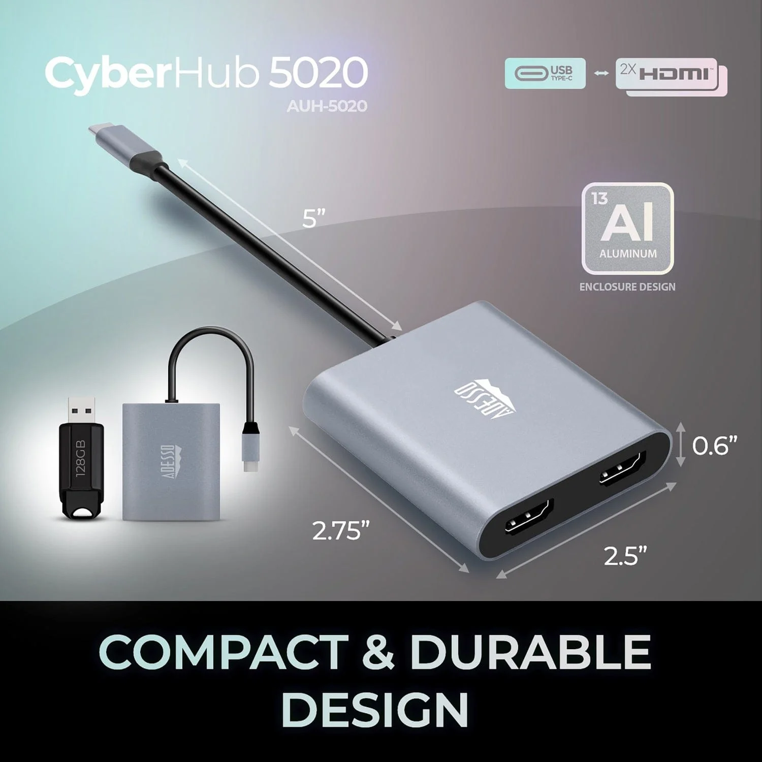 Adesso USB-C to Dual HDMI Adapter - Image 7