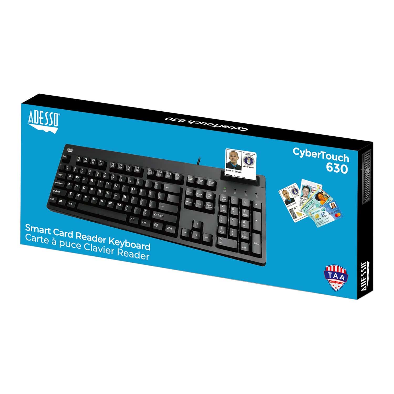 Adesso Wired USB Antimicrobial Desktop Keyboard with Smart Card Reader, TAA Compliant, for Windows, Full Size - Image 12