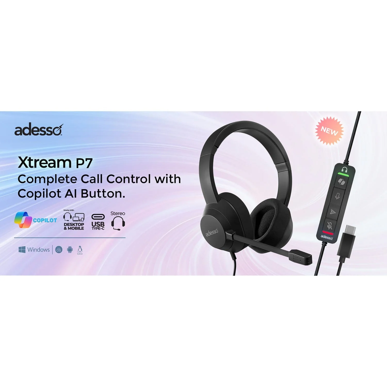 Adesso Xtream P7 AI Copilot Headset with Microphone - Image 8