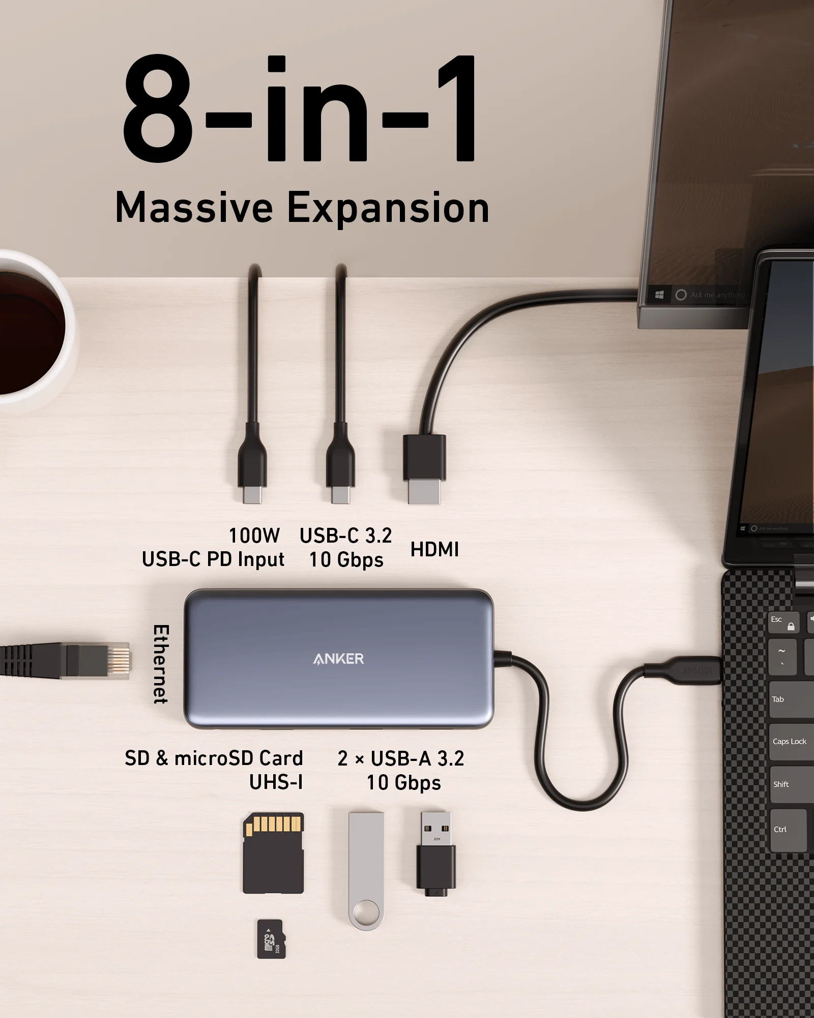 Anker <b>555</b> USB-C Hub (8-in-1) - Image 2