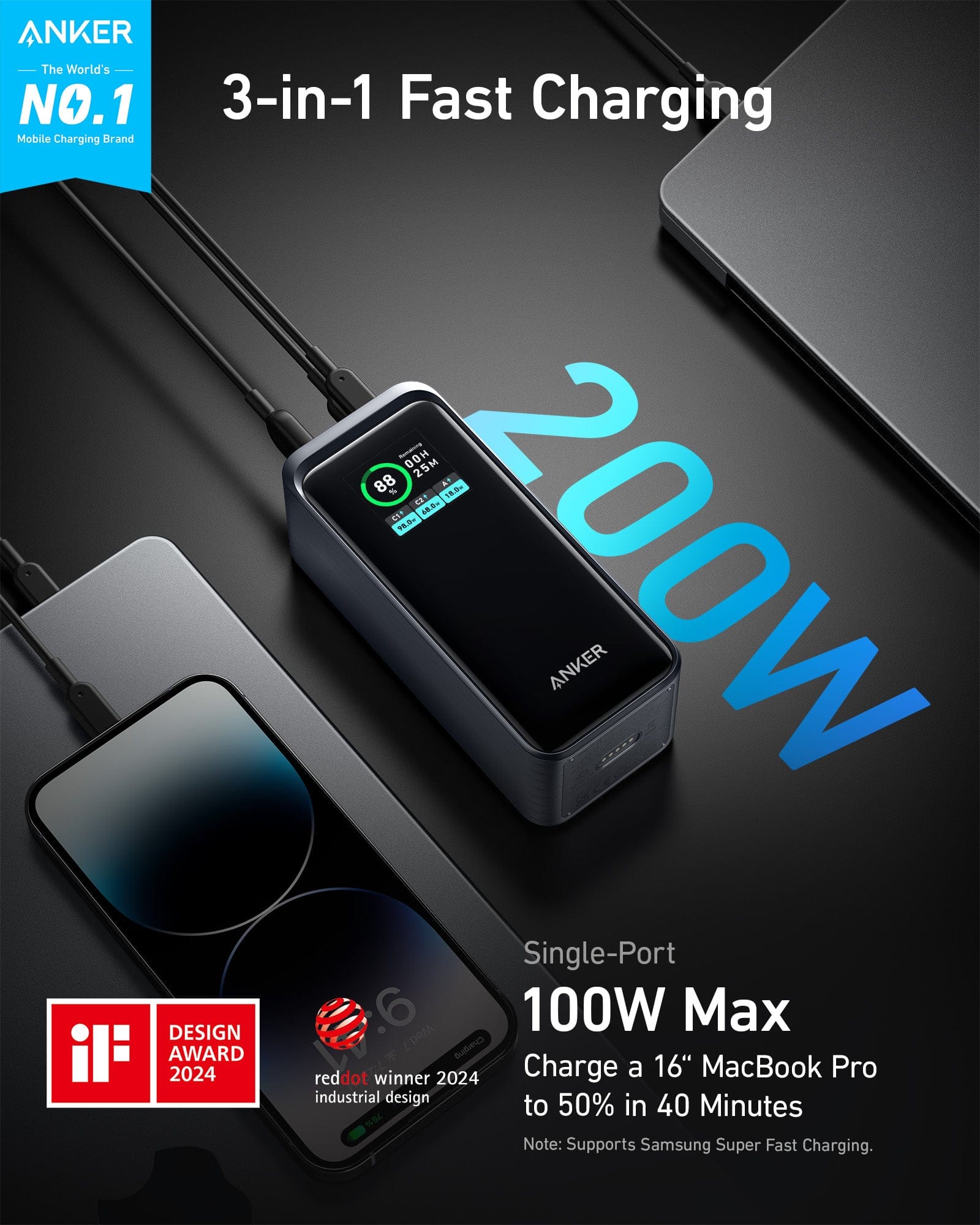 Anker Prime Power Bank (20K, 200W) - Image 2