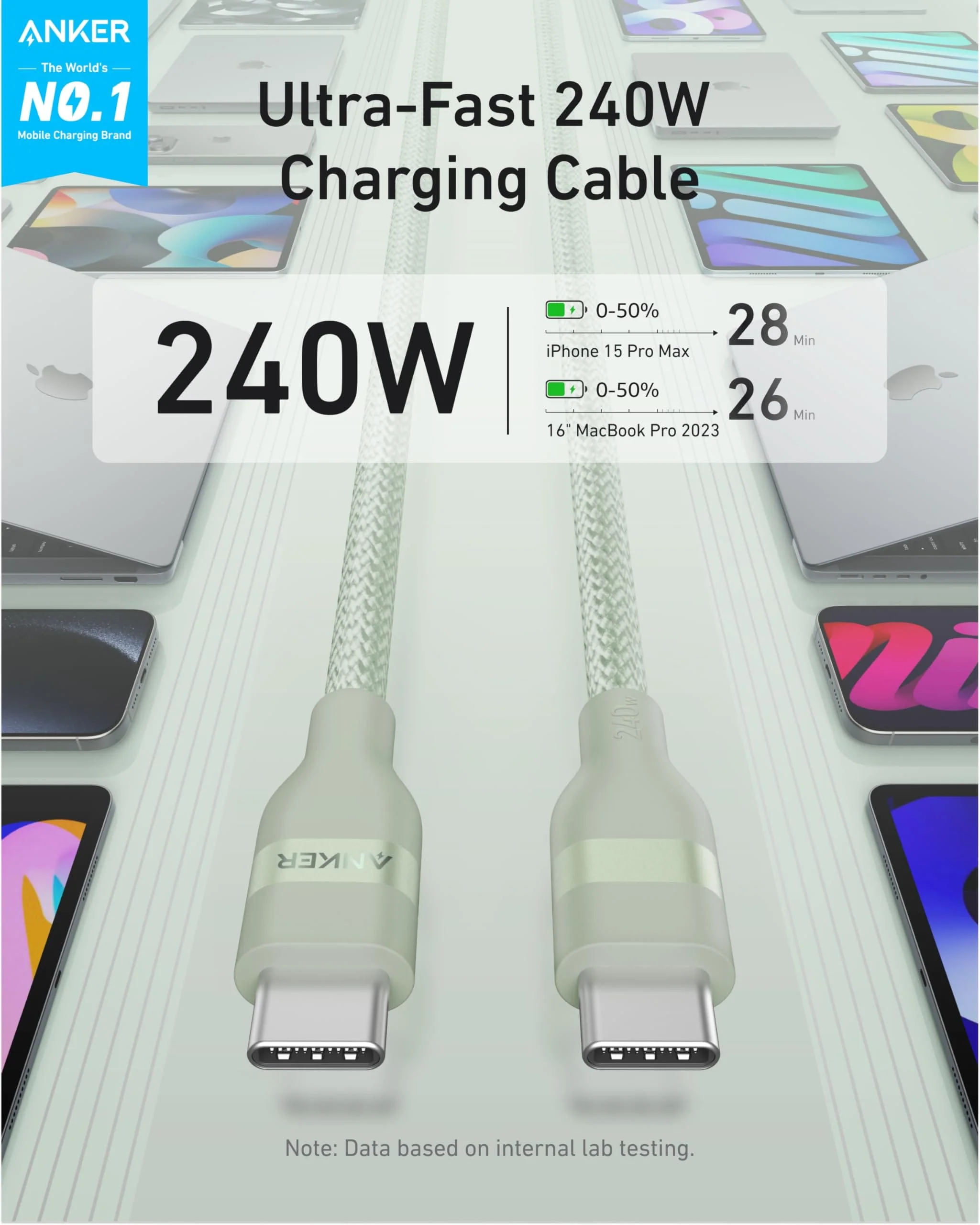 Anker USB-C to USB-C Cable (3 ft / 6 ft, 240W, Upcycled-Braided) - Image 32