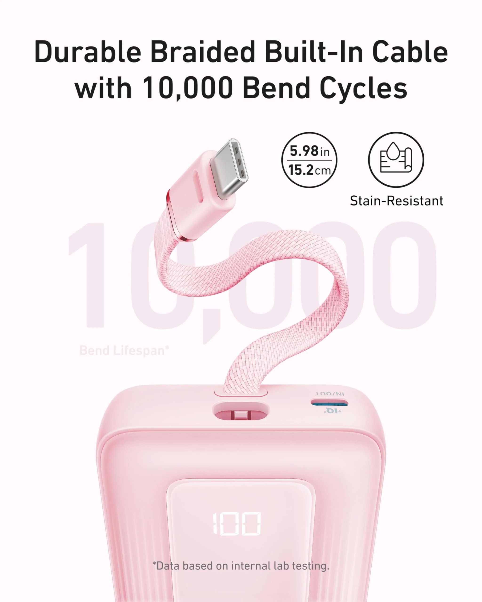 Anker Zolo Power Bank (10K, 30W) with a 5.4-inch (13.7 cm) built-in USB-C cable. - Image 18