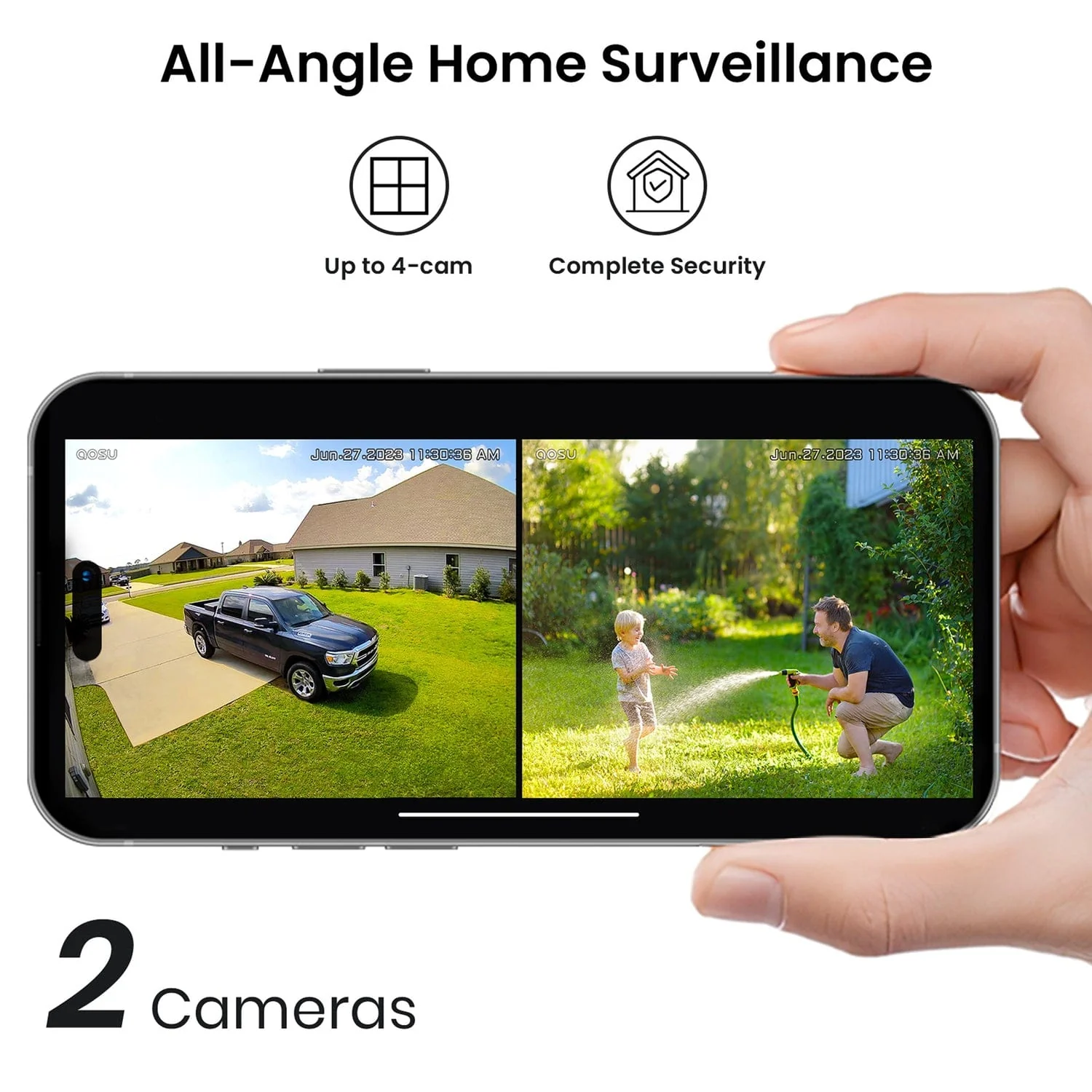 AOSU 2K QHD 3.0-MP Dual-Band Wi-Fi Outdoor AI-Smart Solar Security Camera Kit with Panoramic PTZ, Auto-Tracking, and Home Station Recorder, 2 Cameras - Image 2