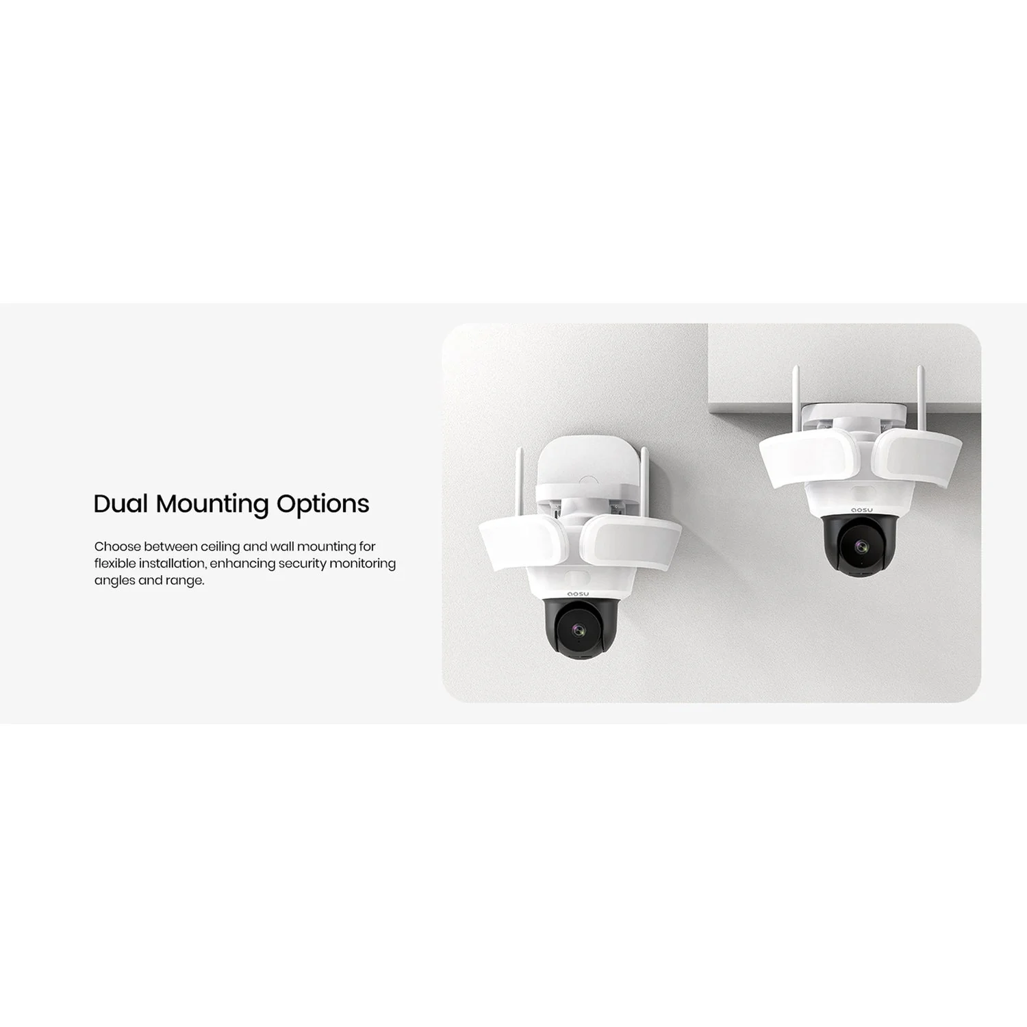 AOSU Floodlight Cam Pro 360° PTZ Motion-Sensing Wi-Fi AI-Smart 3K Security Camera with 2 Wired Integrated LED Flood Lights, 2,600 Lumens - Image 3