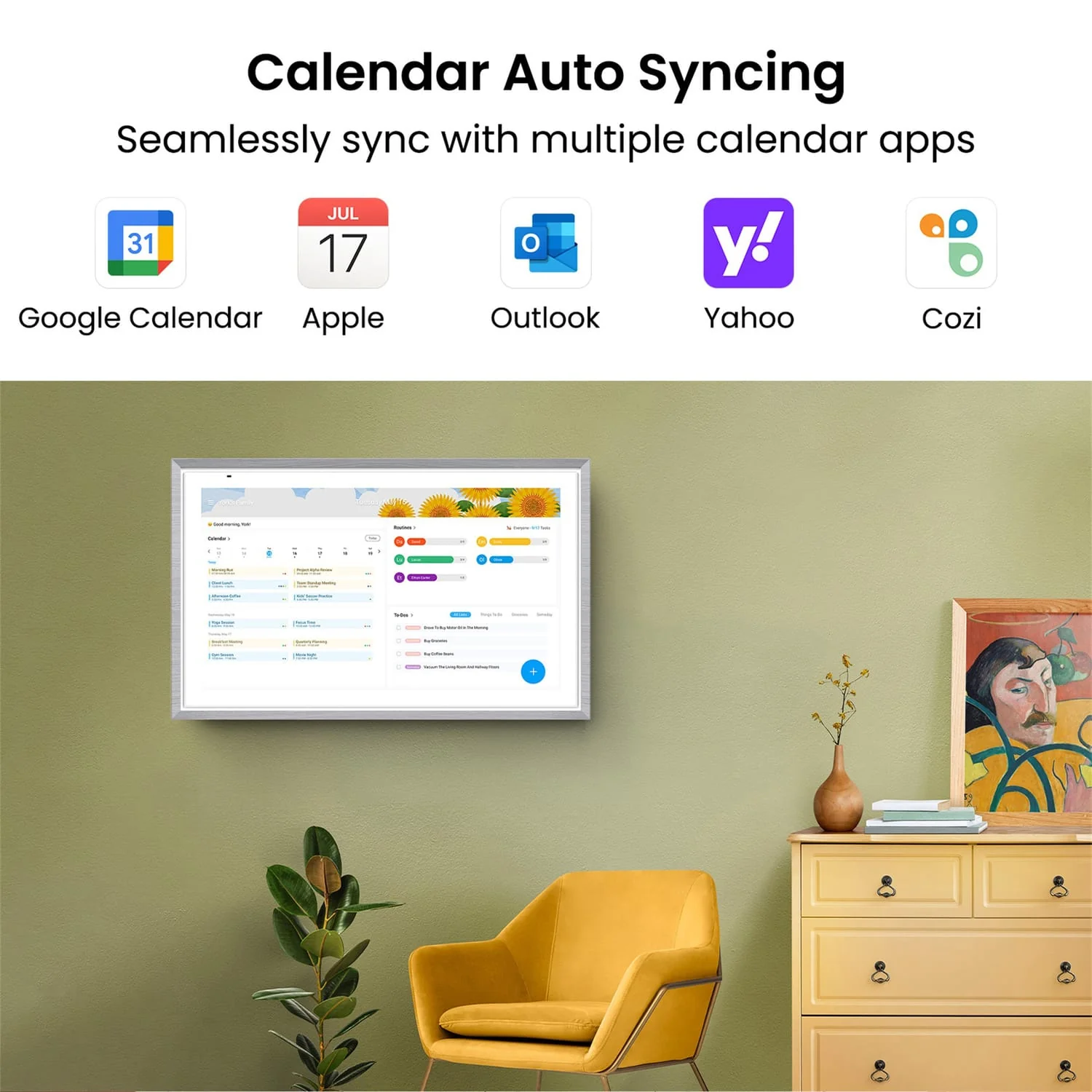 Apolosign 15.6-In. Dual-Mode Digital Calendar, Wall Planner, and Smart Family Organizer, Spruce Gray - Image 3