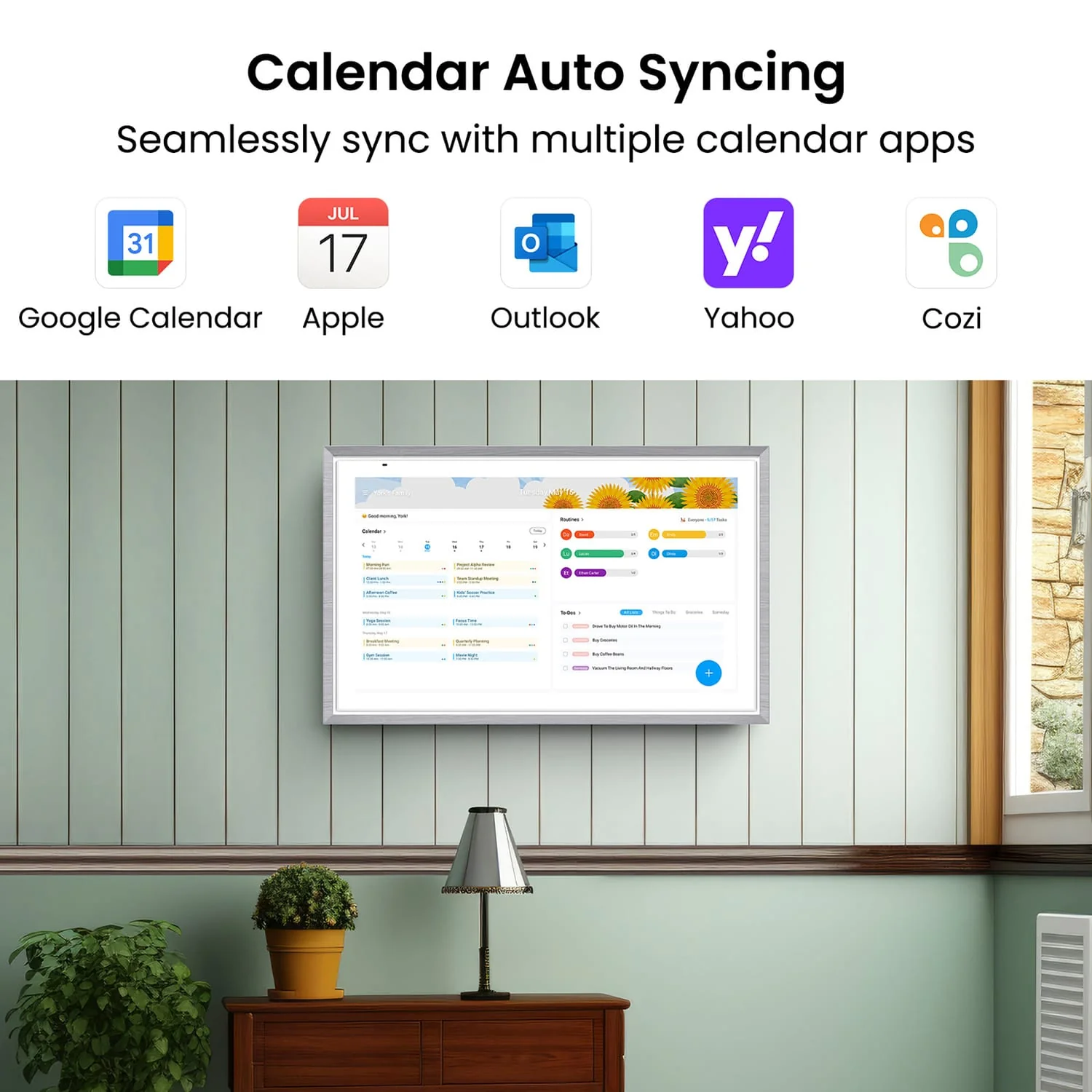 Apolosign 21.5-In. Dual-Mode Digital Calendar, Wall Planner, and Smart Family Organizer, Spruce Gray - Image 3