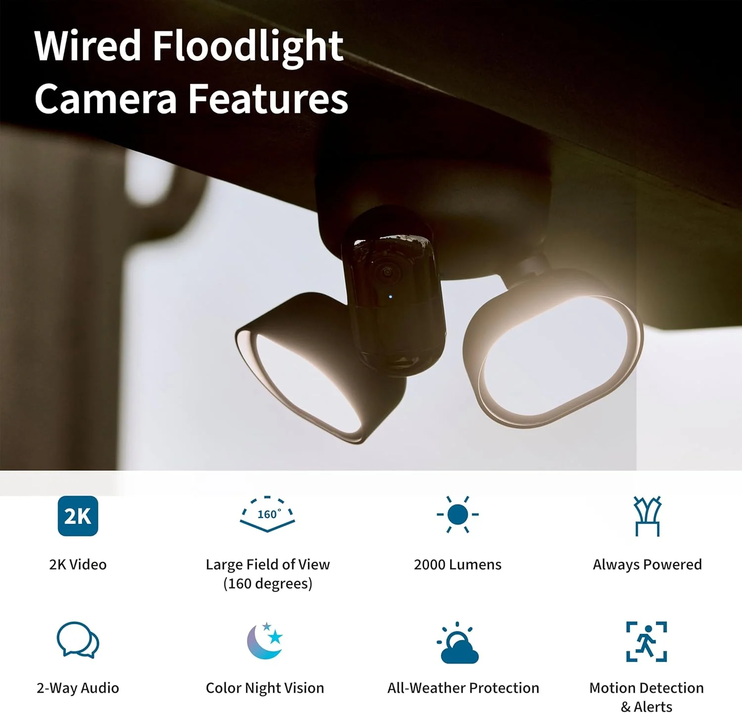 Arlo Wired Floodlight Security Camera, Black - Certified Refurbished - Image 2