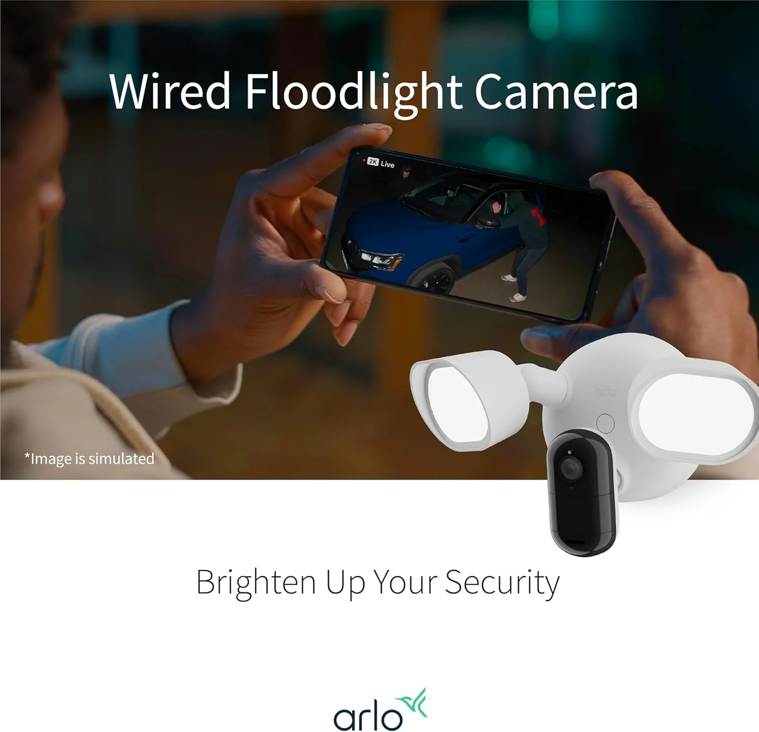 Arlo Wired Floodlight Security Camera, White - Certified Refurbished - Image 6