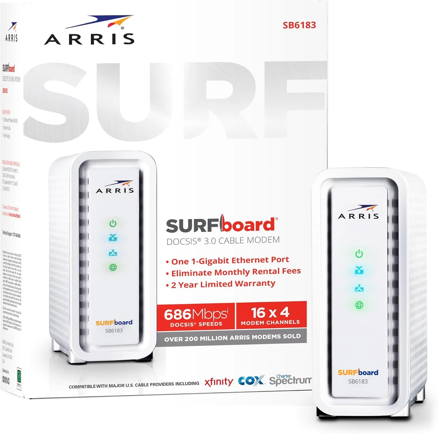 ARRIS Cable Modem DOCSIS 3.0 16x4 Gigabit 1 Gbps Port 400 Mbps Max Speed - Certified Refurbished - Image 8