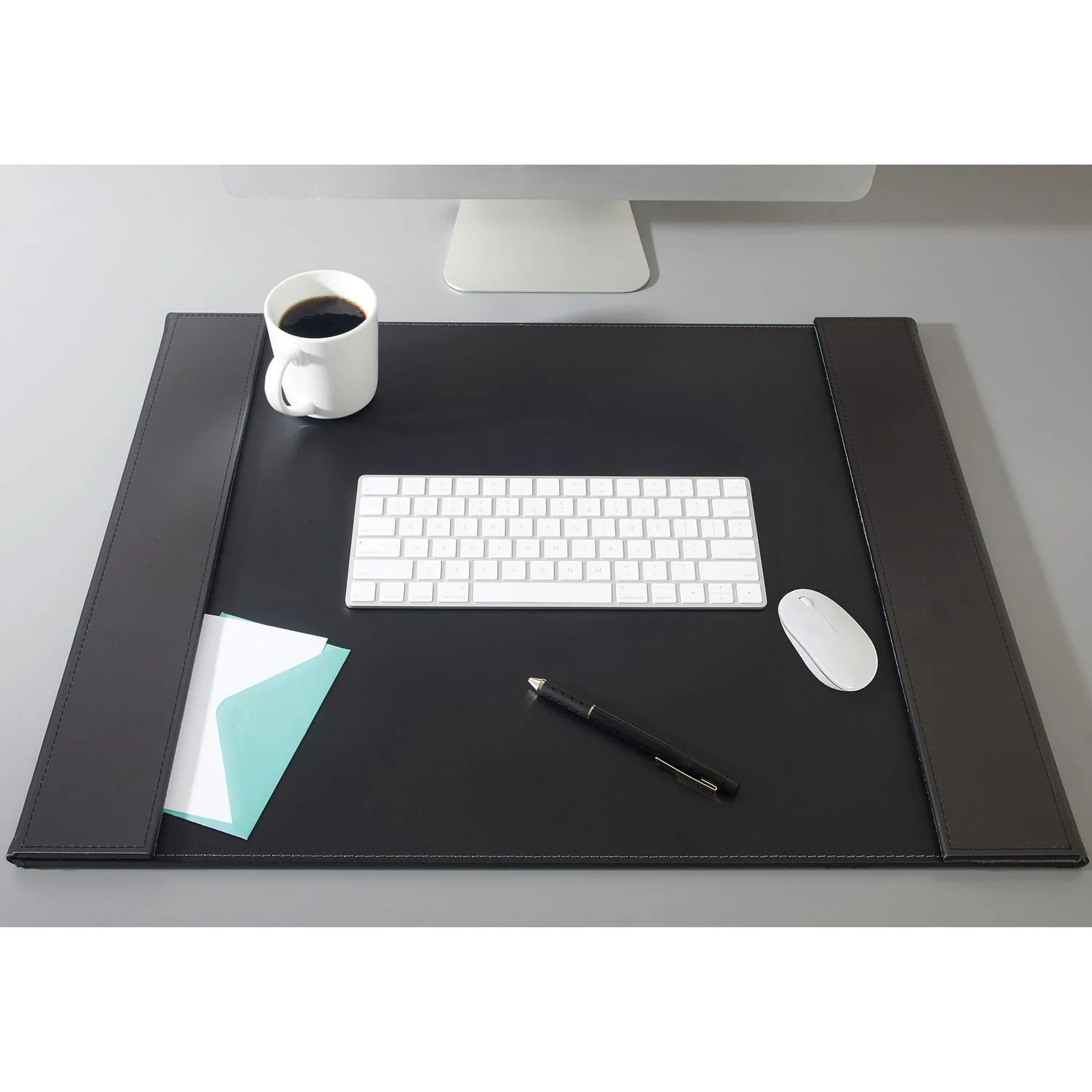 Artistic Leatherette Desk Pad with Fold-out Gray Side Rails for Professionals, 24-In. x 19-In., Black - Image 3