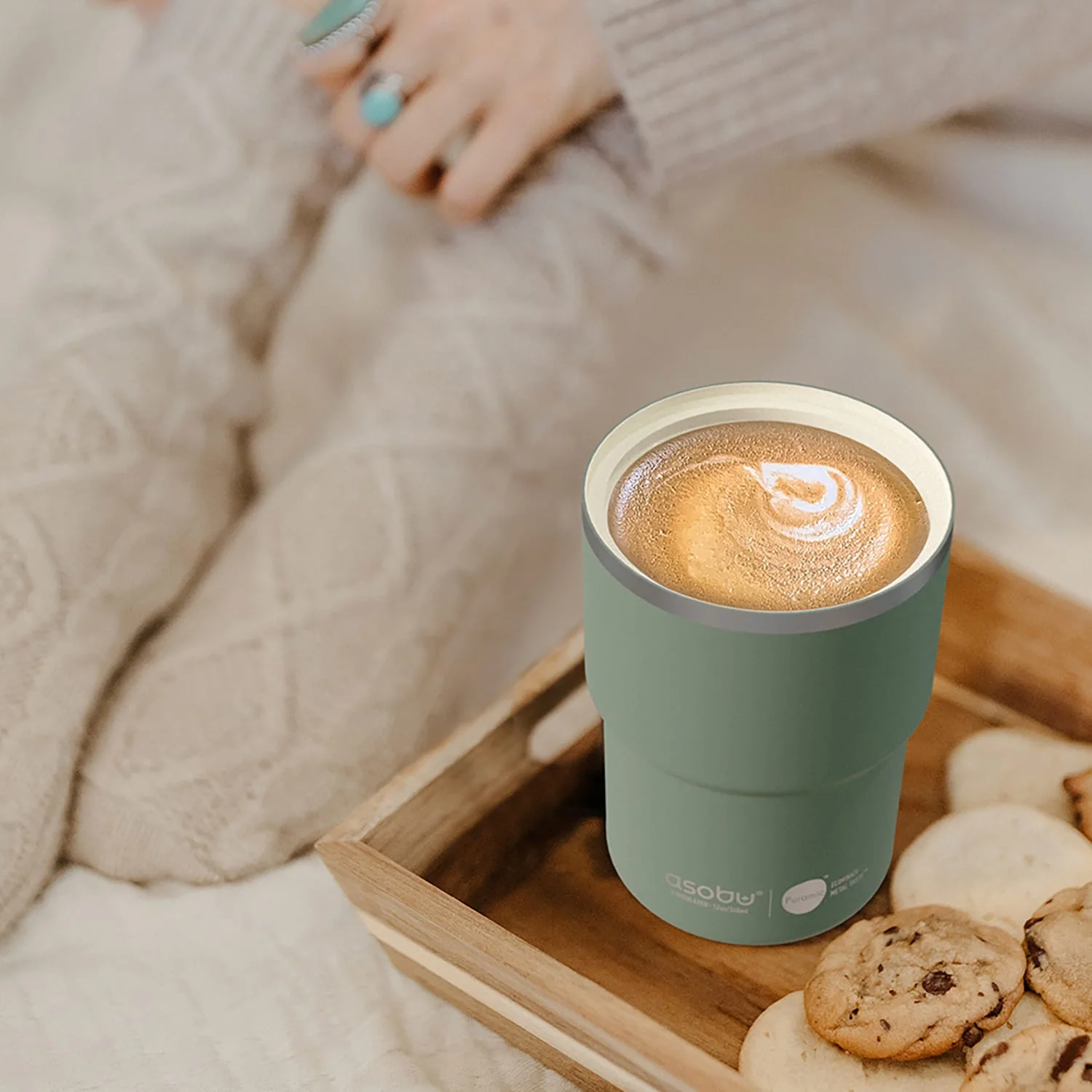 Asobu 12-Oz. Coffee Express Insulated Travel Mug, Basil Green - Image 2