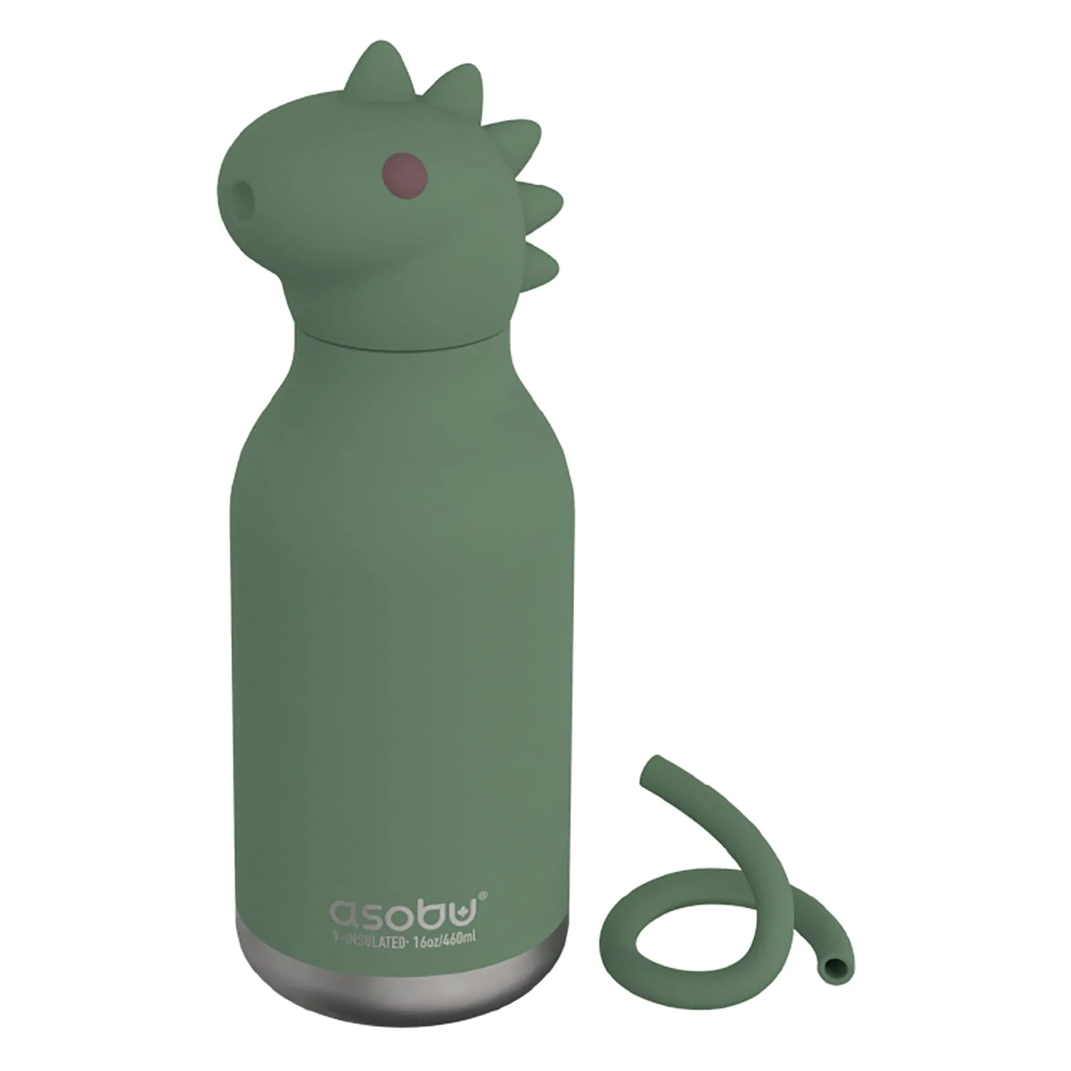 Asobu 16-Oz. Bestie Bottle Insulated Stainless Steel Water Bottle with Reusable Flexi Straw, Dinosaur
