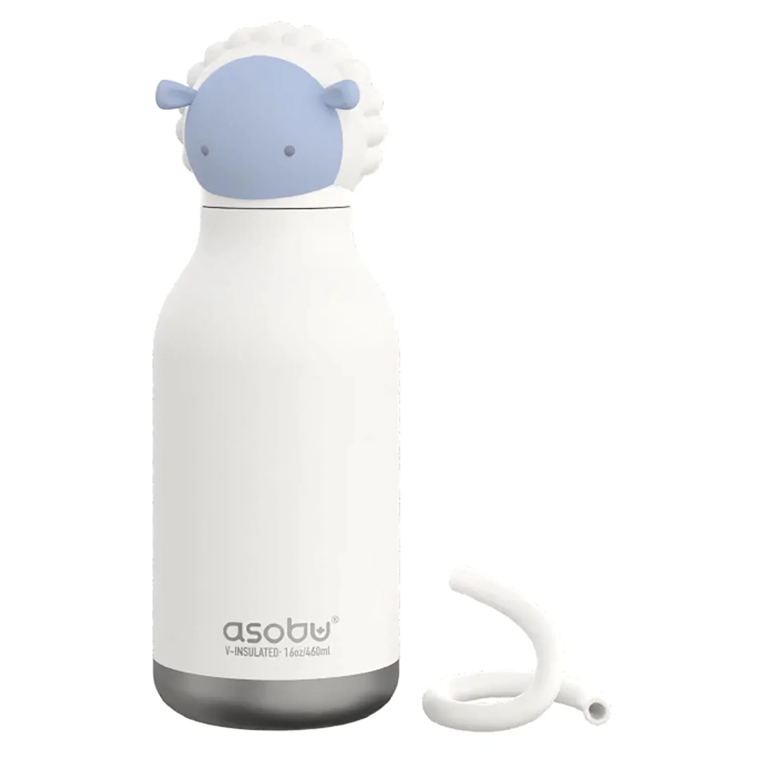 Asobu 16-Oz. Bestie Bottle Insulated Stainless Steel Water Bottle with Reusable Flexi Straw, Sheep