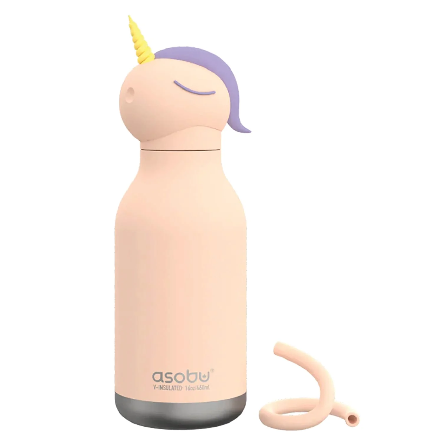 Asobu 16-Oz. Bestie Bottle Insulated Stainless Steel Water Bottle with Reusable Flexi Straw, Unicorn - Image 4