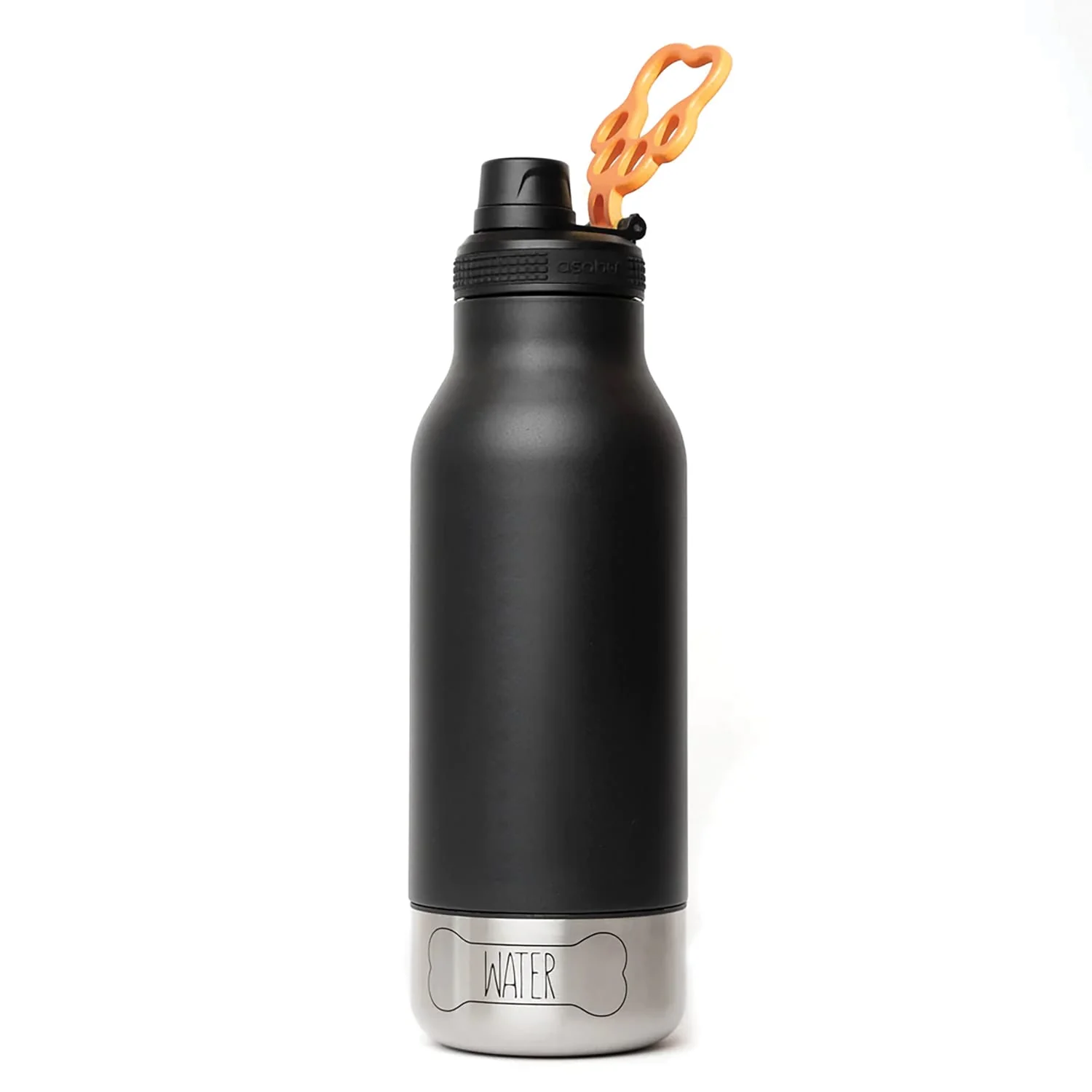 Asobu Barkey 32-Oz. 3-in-1 Water Bottle with Removable Dog Bowl and Food Compartment, Black