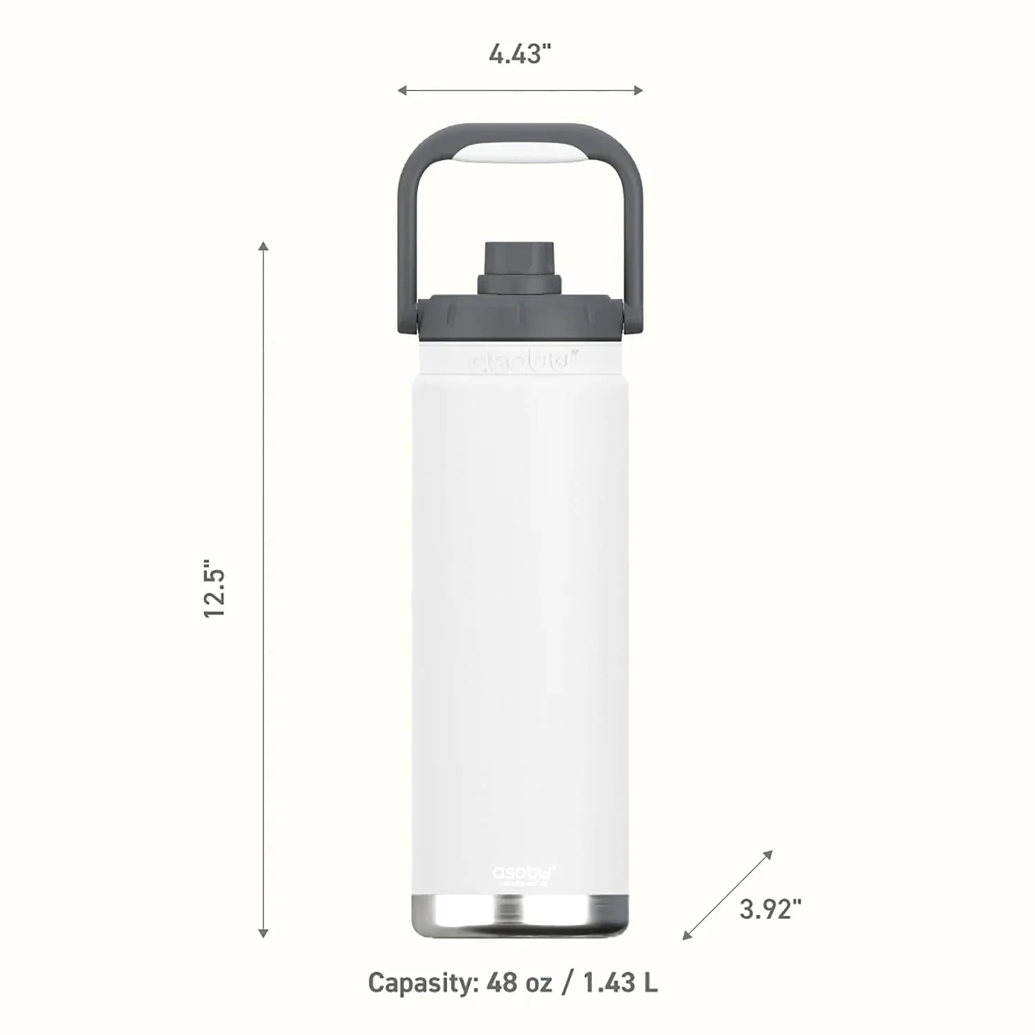 Asobu Canyon 48-Oz. Insulated Water Bottle with Full Hand Comfort Handle, White - Image 5