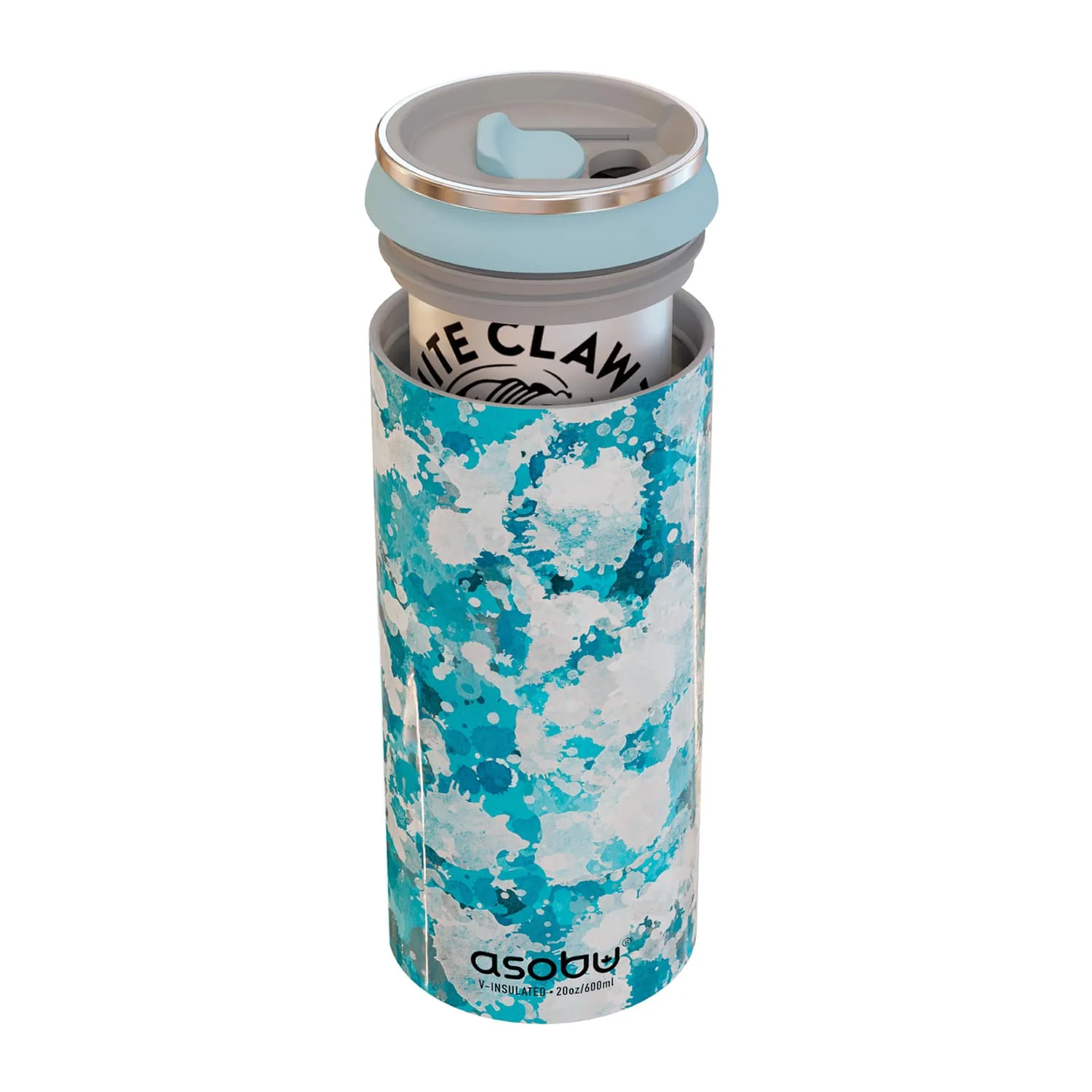 Asobu FC4G Double-Walled Vacuum-Insulated Stainless Steel Multi-Can Cooler Sleeve with Reusable Pocket Straw, Blue