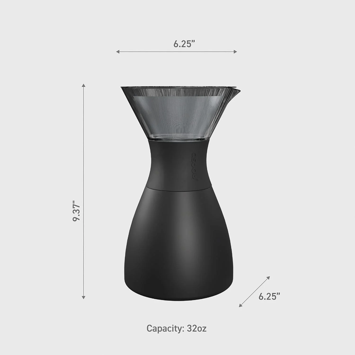 Asobu Insulated Pour-over Coffee Maker with Removable Carafe, 34-Oz., Black - Image 4