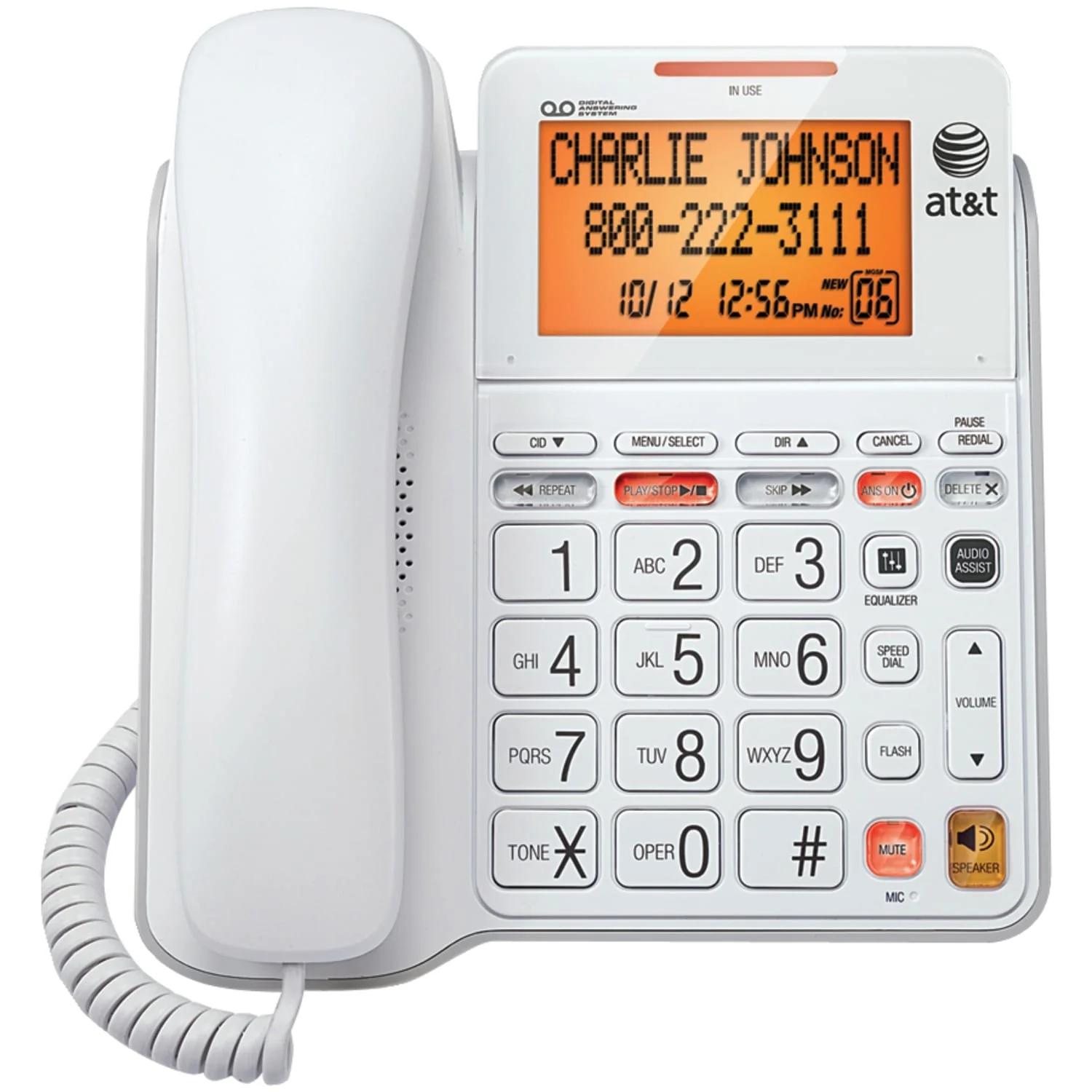 AT&T 1-Corded Handset Phone System for Landlines, Answering System, Audio Assist, Large Buttons, Speakerphone, and Loud/Visual Ringer, CL4940 - Image 2