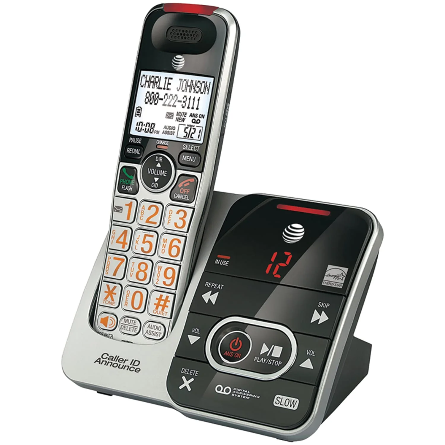 AT&T 1-Cordless Handset DECT 6.0 Expandable Phone System for Landline, Answering System, Audio Assist, Big Buttons, Large Text, and Caller ID - Image 2