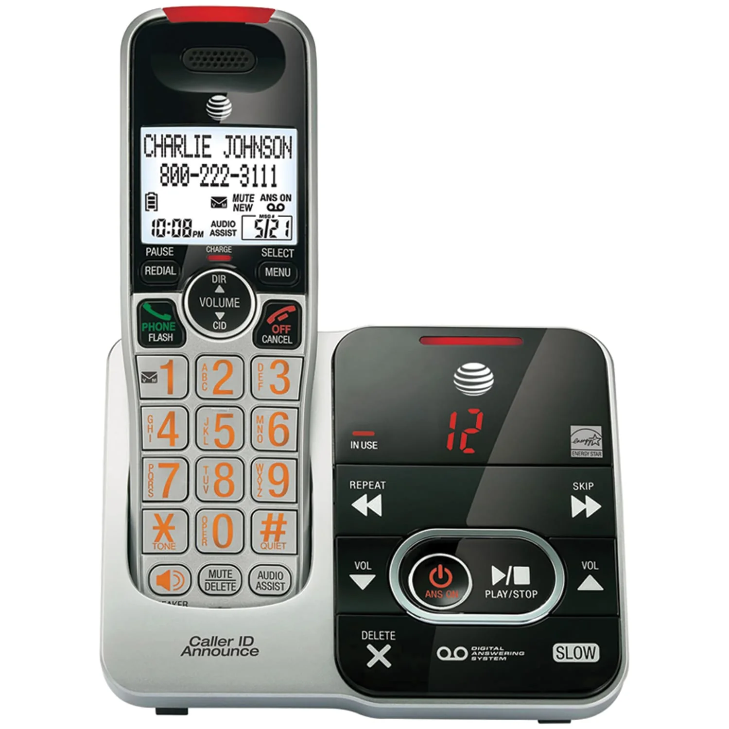 AT&T 1-Cordless Handset DECT 6.0 Expandable Phone System for Landline, Answering System, Audio Assist, Big Buttons, Large Text, and Caller ID - Image 4
