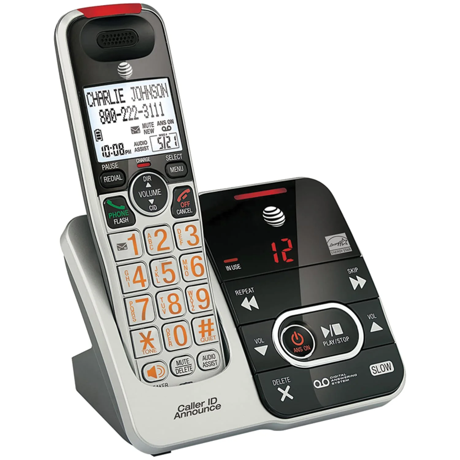 AT&T 1-Cordless Handset DECT 6.0 Expandable Phone System for Landline, Answering System, Audio Assist, Big Buttons, Large Text, and Caller ID - Image 5