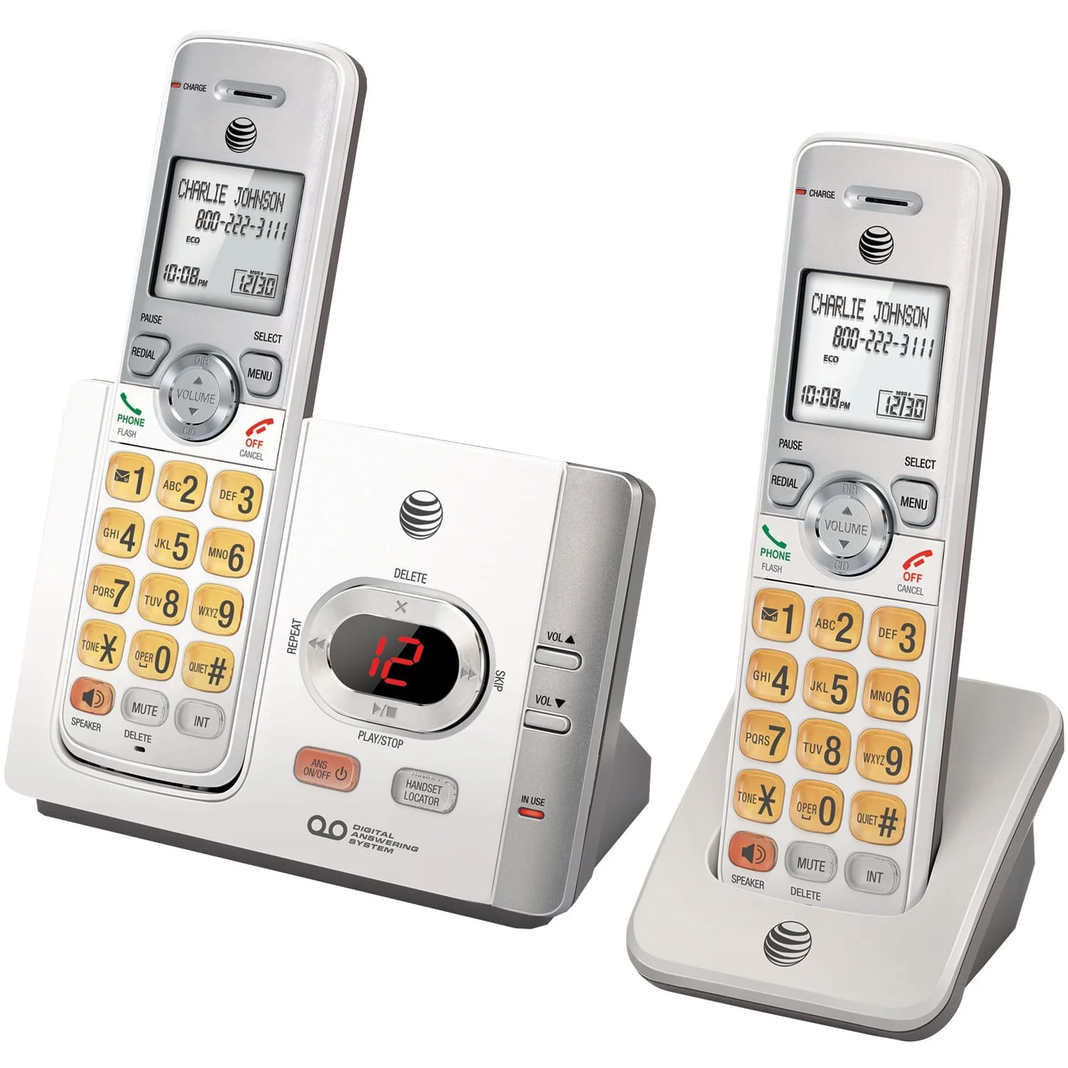 AT&T DECT 6.0 Expandable Cordless Phone System for Landline, Digital Answering System, Caller ID/Call Waiting, and Large Buttons, 2 Handset - Image 2
