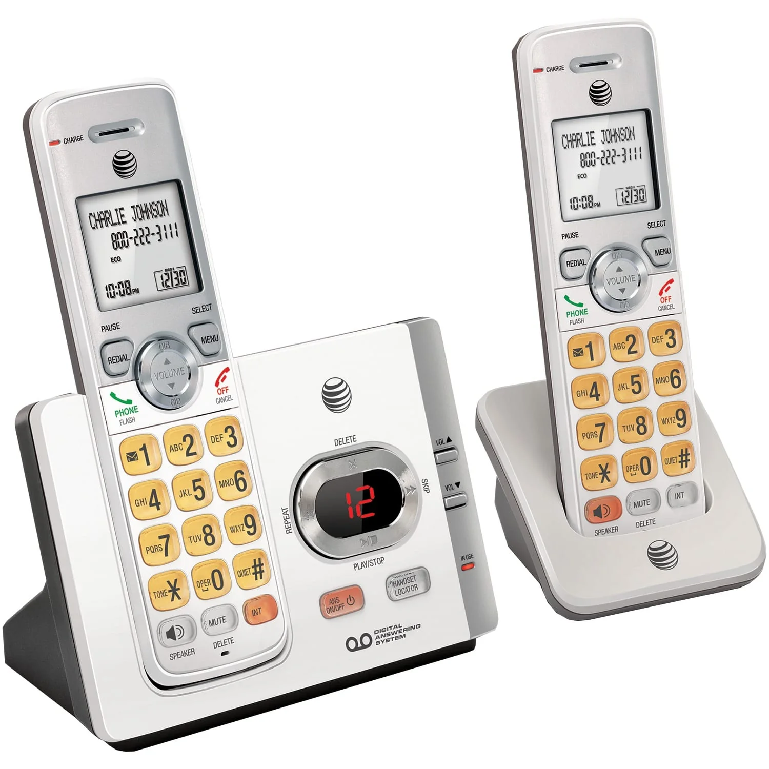 AT&T DECT 6.0 Expandable Cordless Phone System for Landline, Digital Answering System, Caller ID/Call Waiting, and Large Buttons, 2 Handset - Image 3