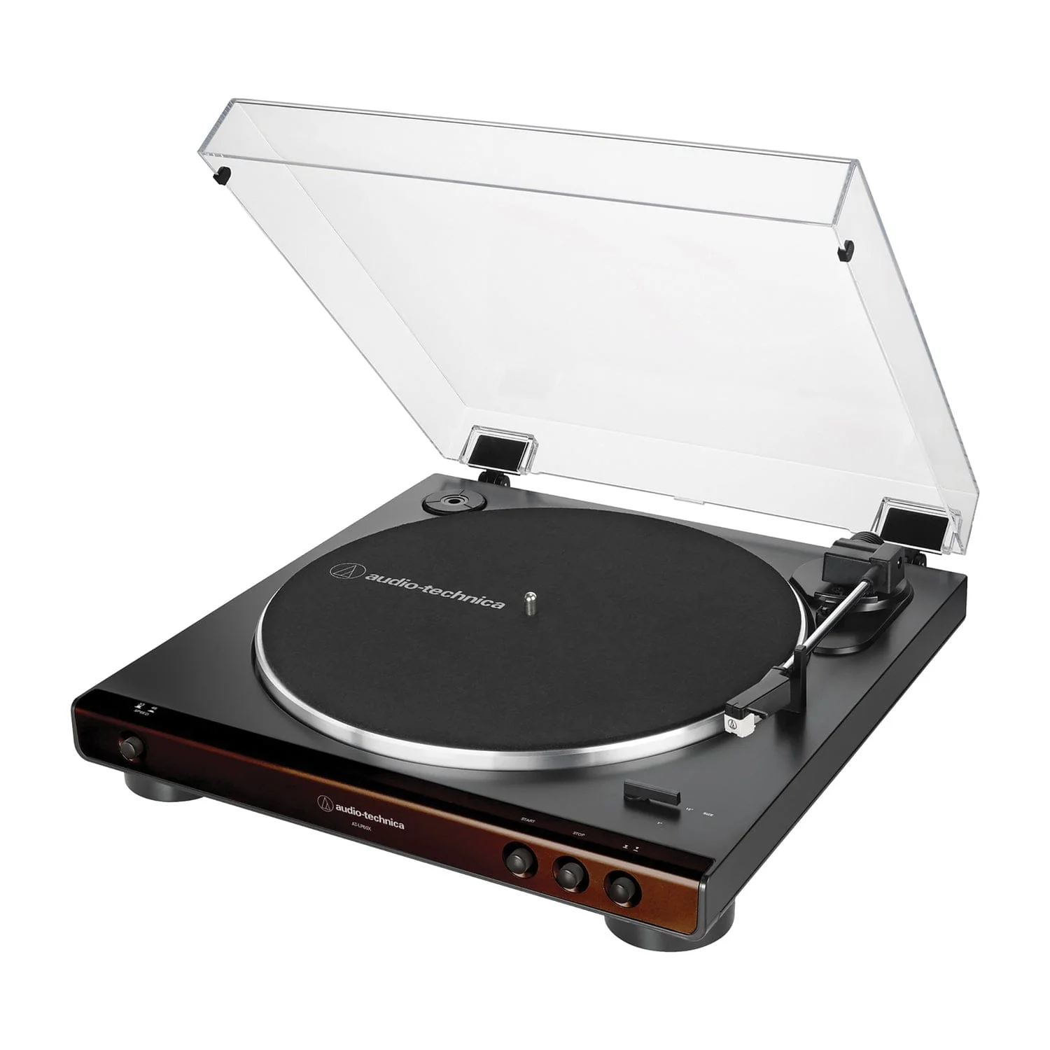 Audio-Technica 2-Speed Belt-Drive Fully Automatic Turntable with 45 RPM Adapter, Switchable Phono Preamp, and RCA Out, AT-LP60X, Black/Brown - Image 2