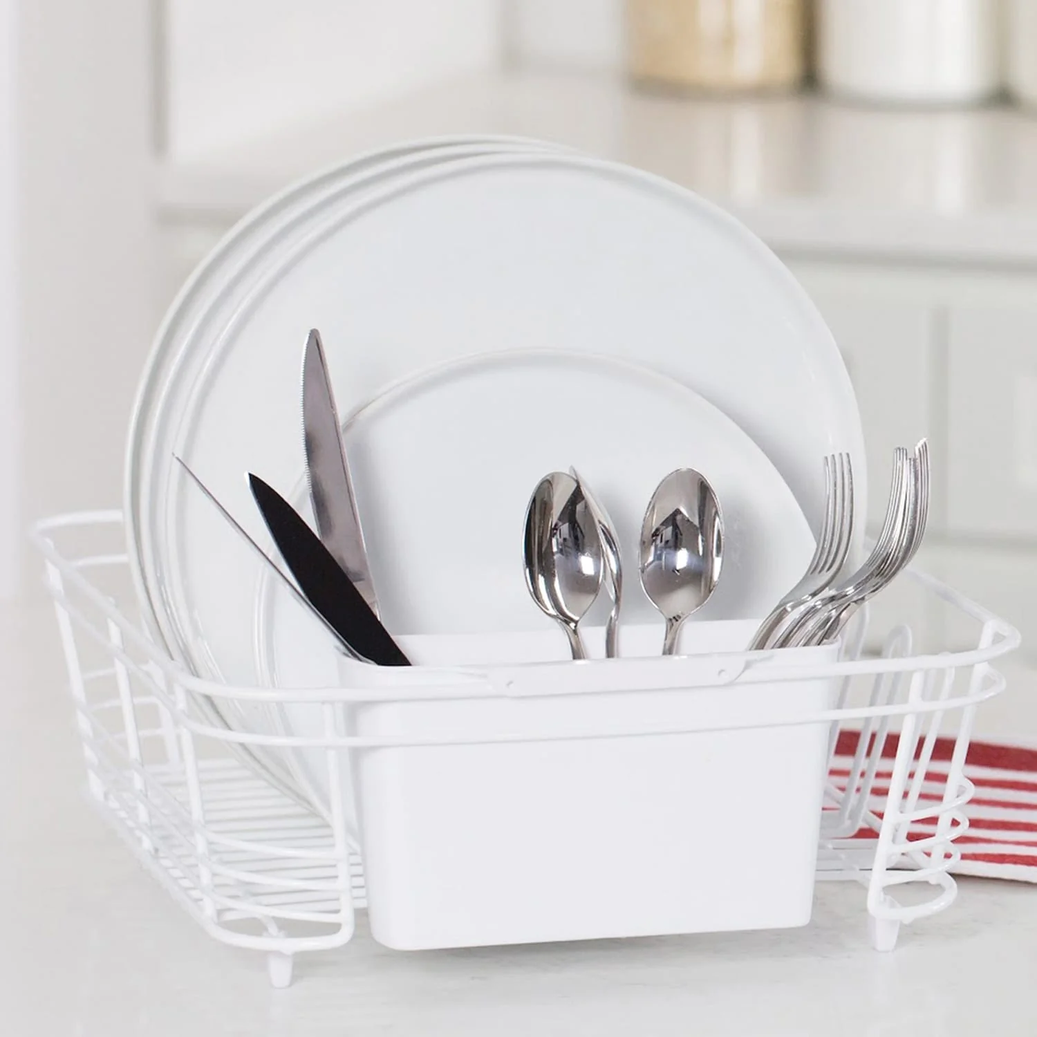 Better Houseware 2-Piece Dish Drainer, White - Image 2