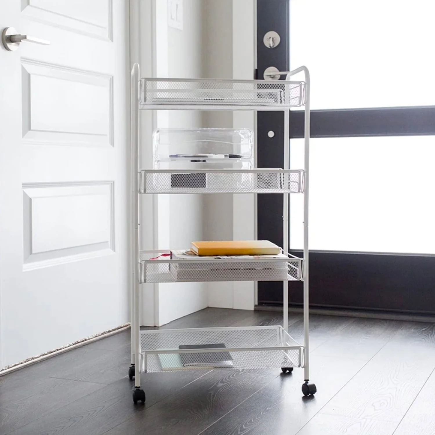 Better Houseware 4-Shelf Wheeled Metal Trolley, White - Image 3