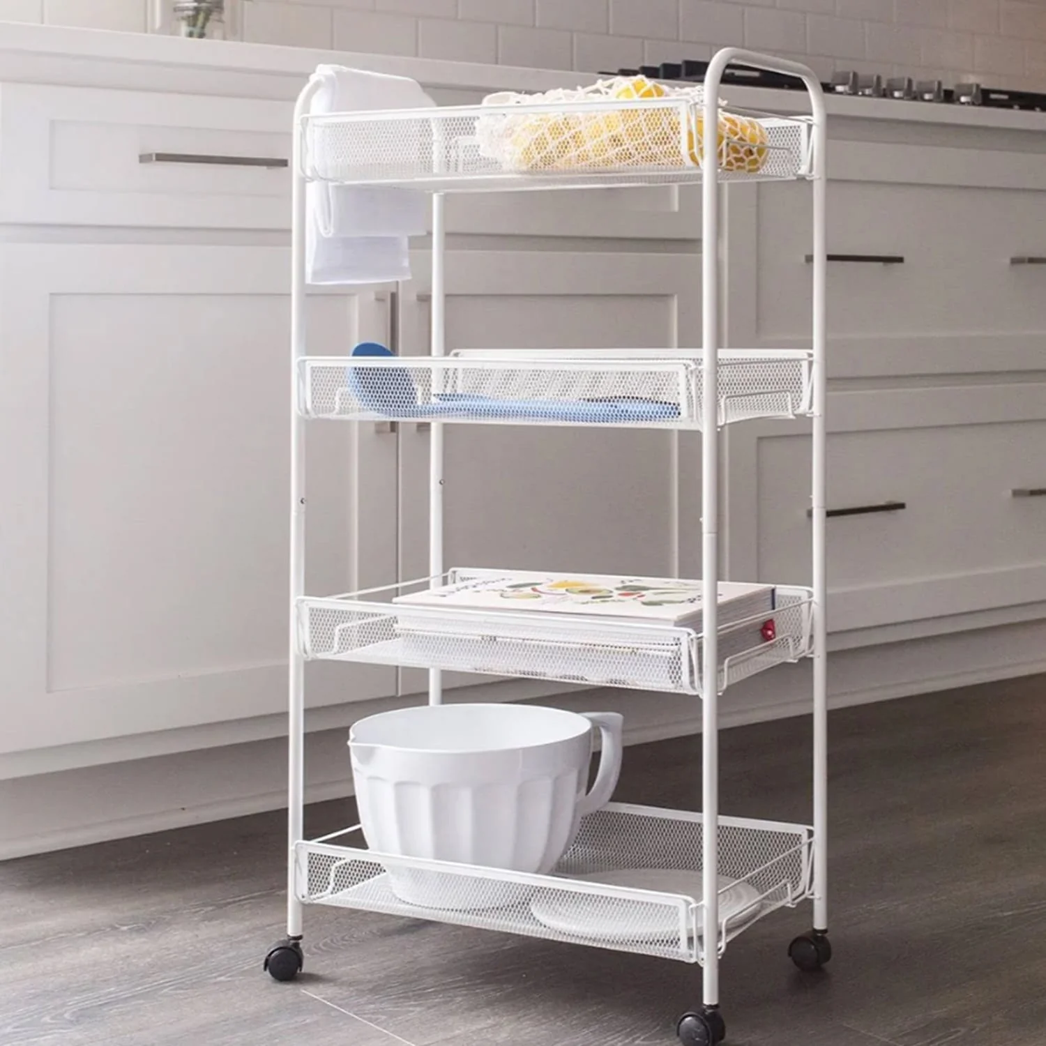 Better Houseware 4-Shelf Wheeled Metal Trolley, White - Image 4