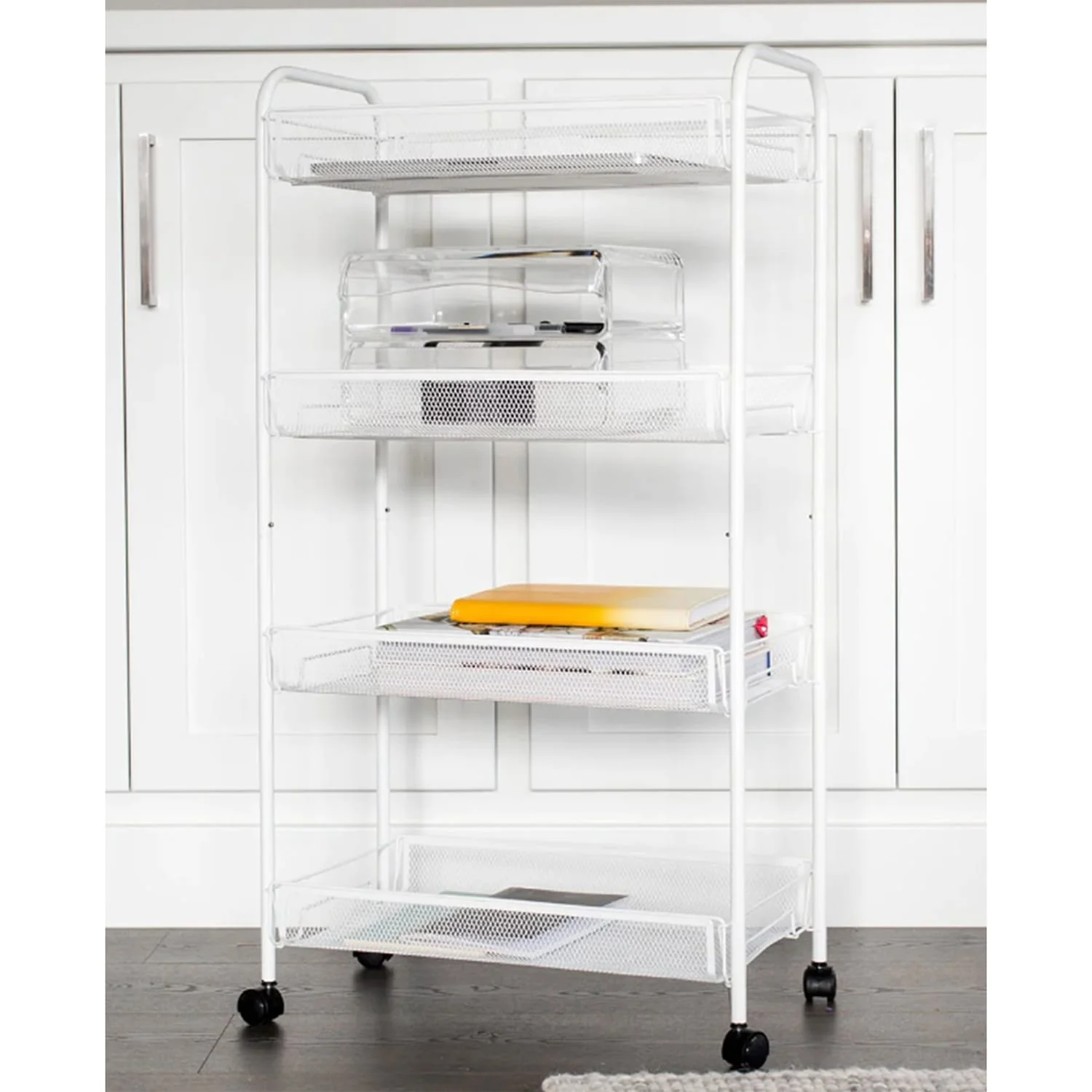 Better Houseware 4-Shelf Wheeled Metal Trolley, White - Image 5