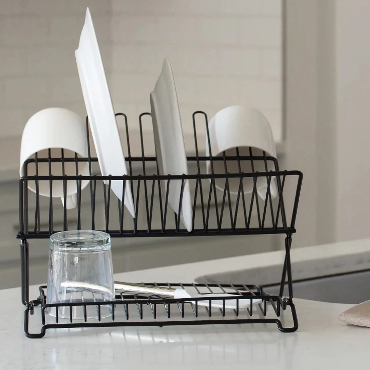 Better Houseware Jr. Folding Dish Rack, Black - Image 2