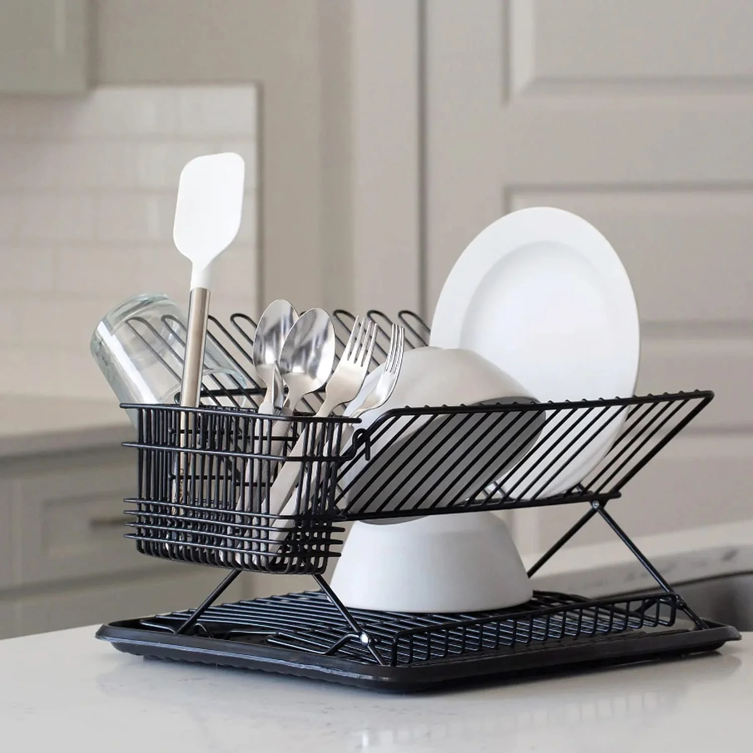 Better Houseware Jr. Folding Dish Rack, Black - Image 3
