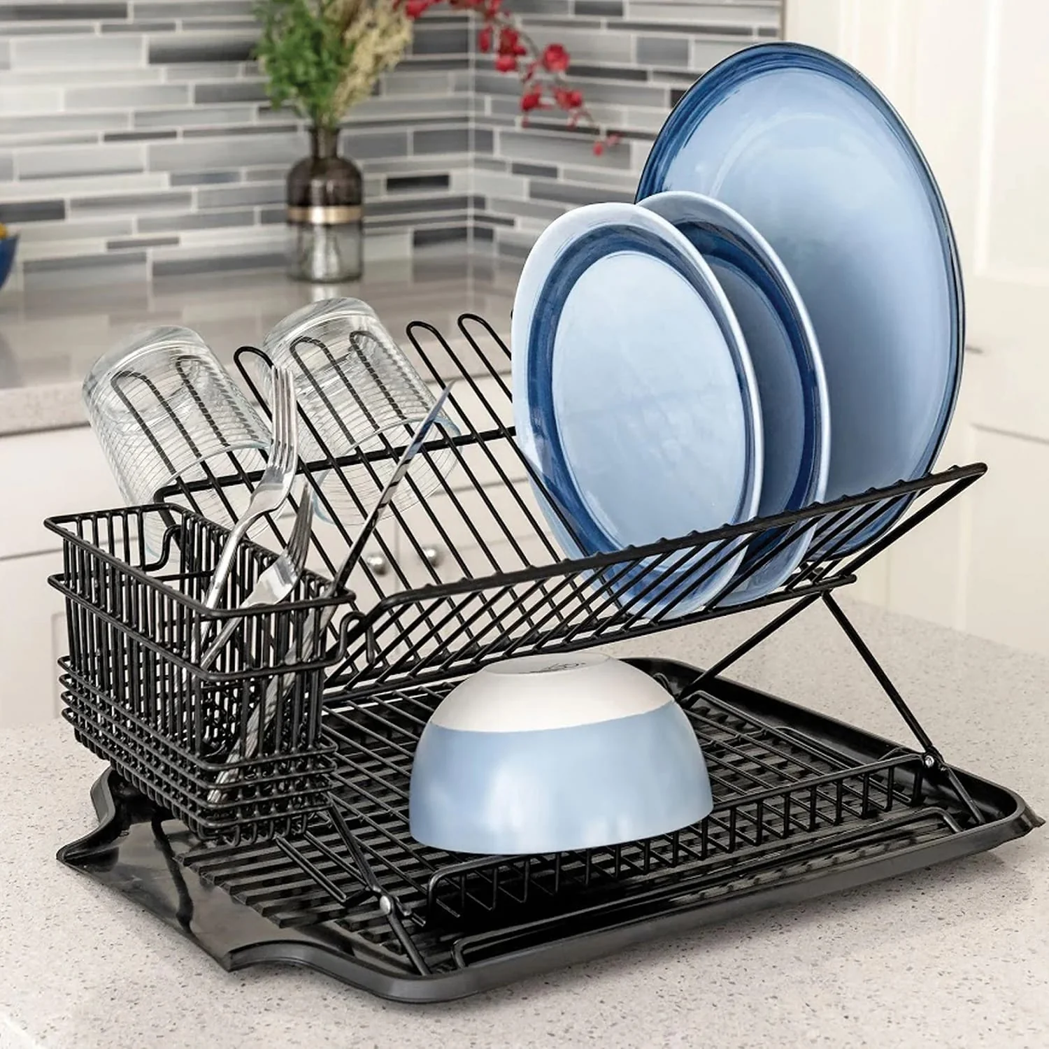 Better Houseware Jr. Folding Dish Rack, Black - Image 4