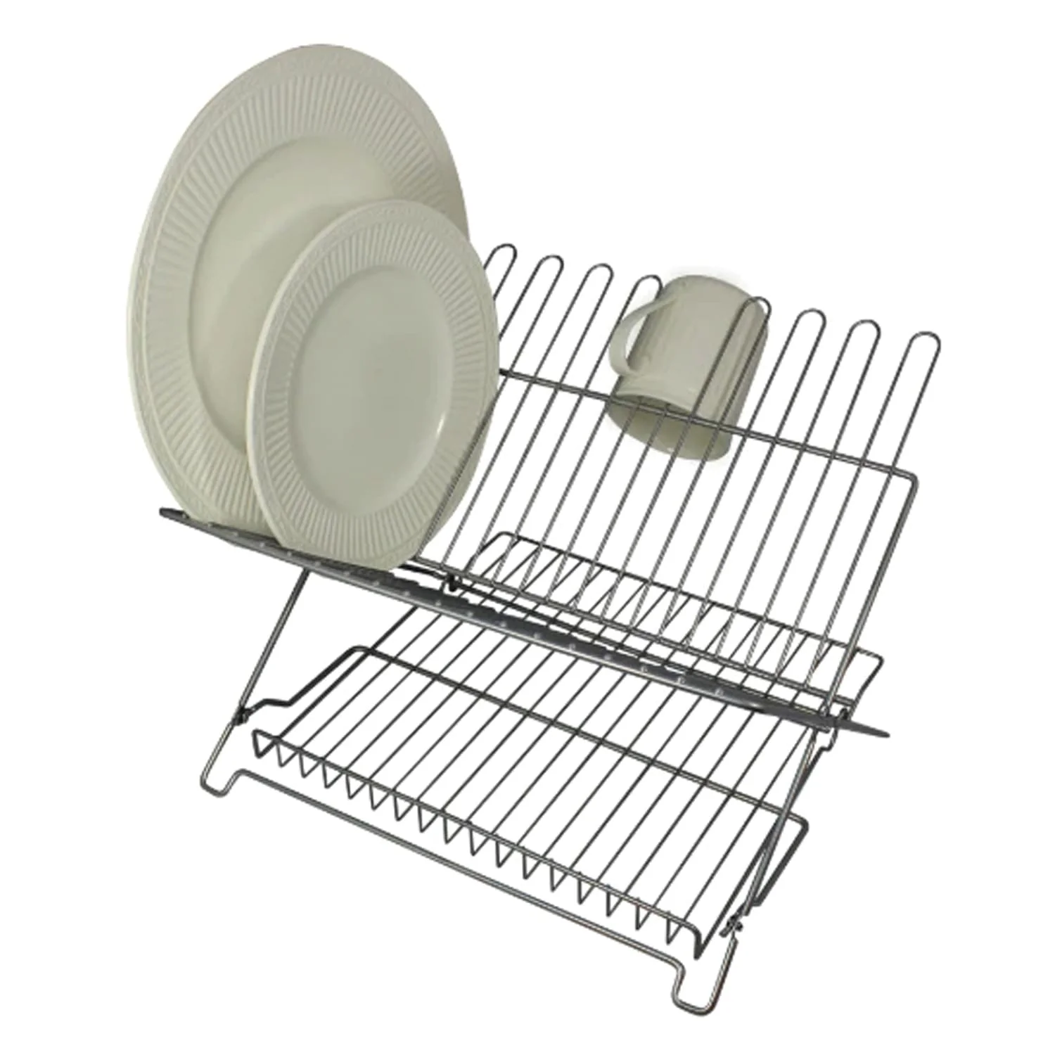 Better Houseware Jr. Folding Dish Rack, Metallic - Image 2