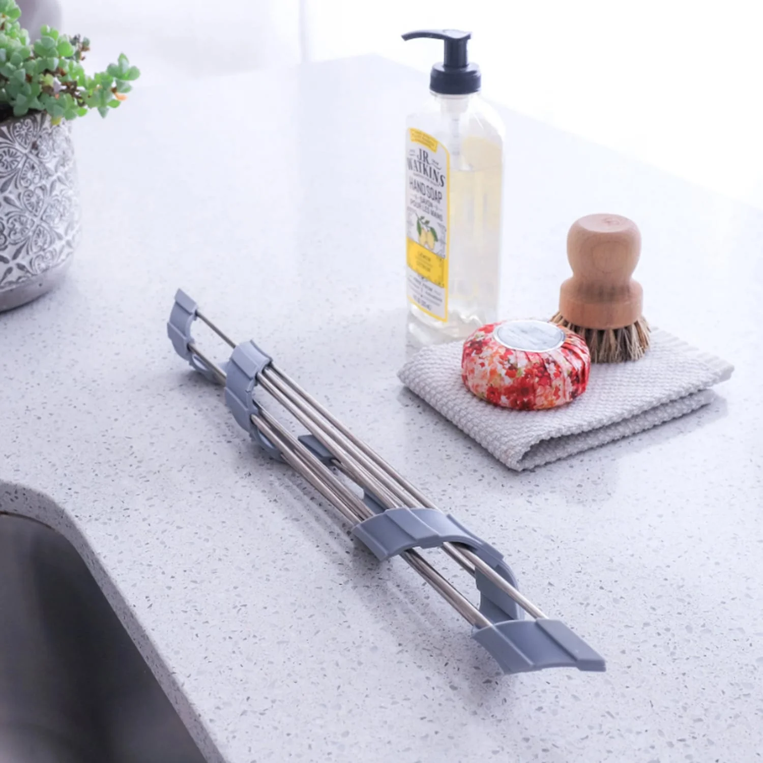 Better Houseware Nonslip Roll-up Stainless Steel Bars Corner Sink Shelf - Image 4