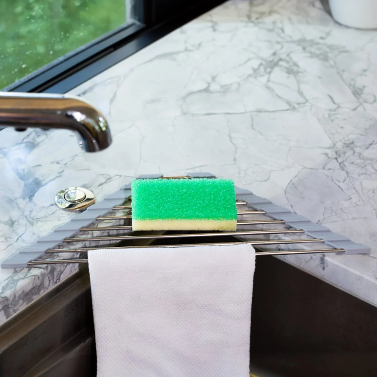Better Houseware Nonslip Roll-up Stainless Steel Bars Corner Sink Shelf - Image 5
