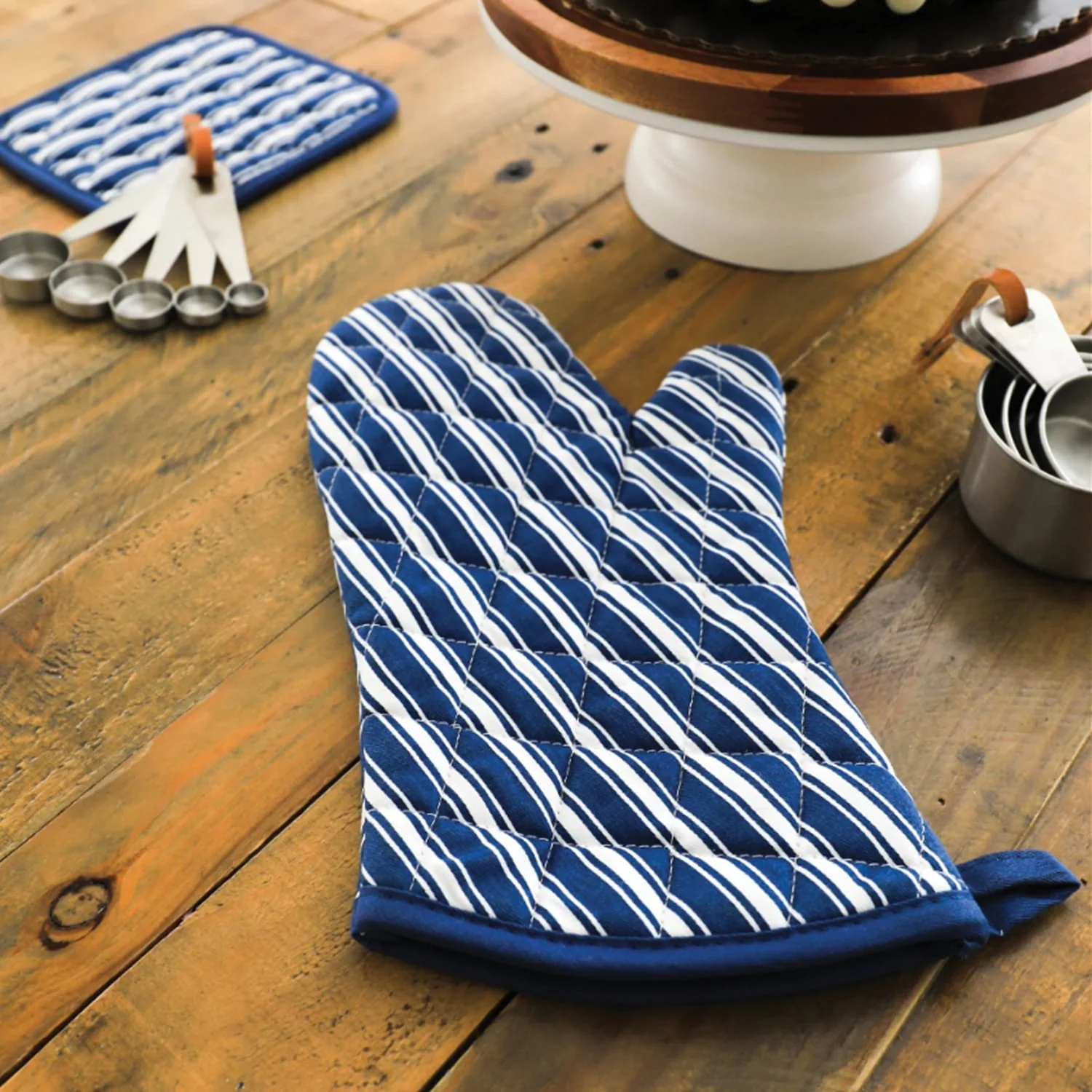 Better Houseware Striped Oven Mitt, Blue - Image 3