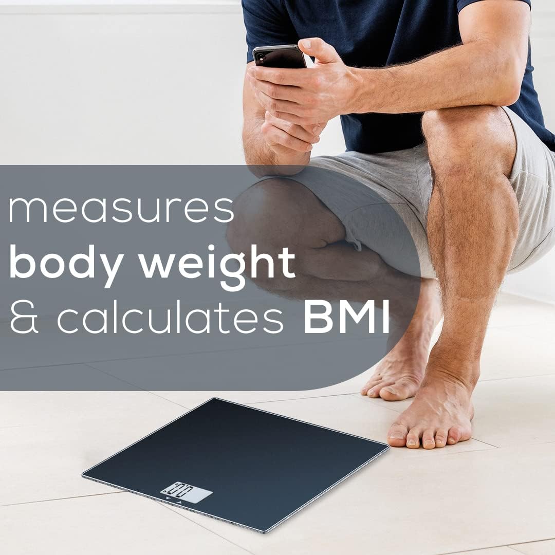 Beurer Bluetooth Glass Scale with BMI Measurement, Smart Digital Bathroom Scale Connects with Health App Analyzer, Black - Image 2