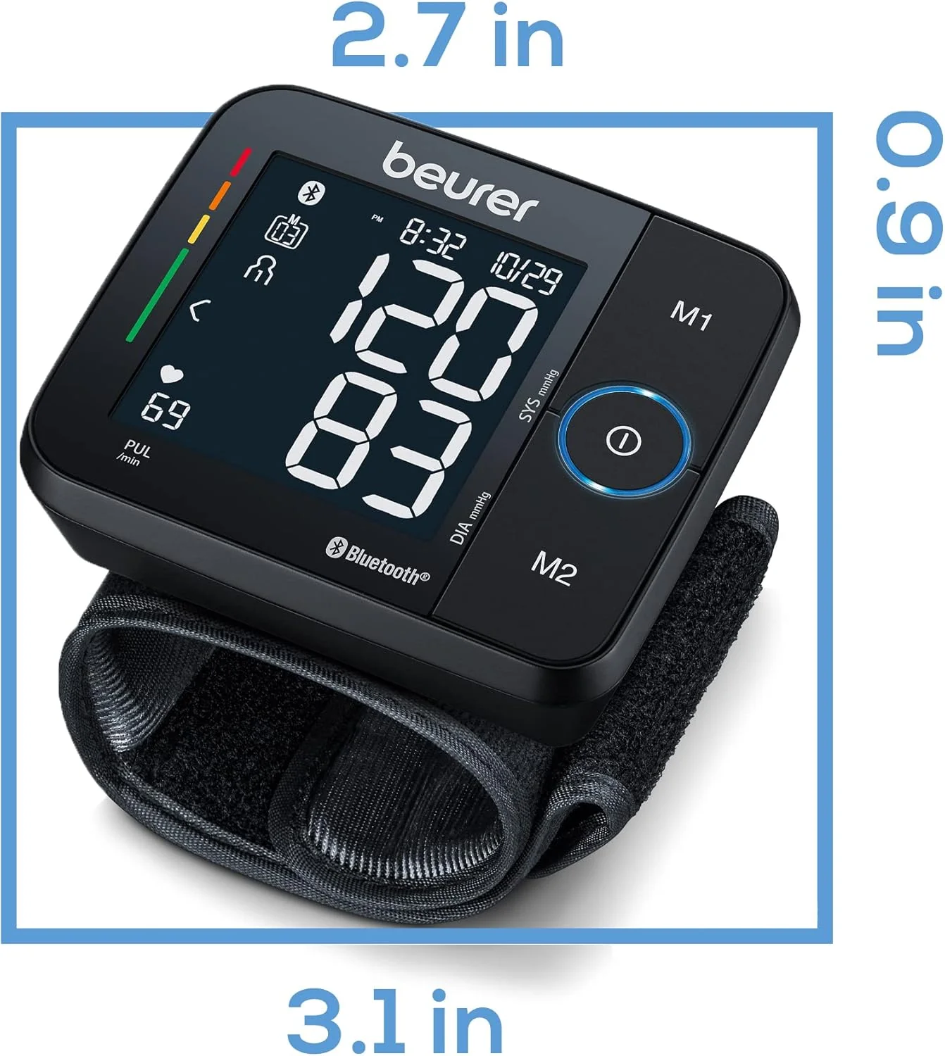Beurer Wrist Blood Pressure Monitor with Bluetooth, Irregular Heartbeat Detection, Risk Indicator, Large Display, and Travel Case - Image 10