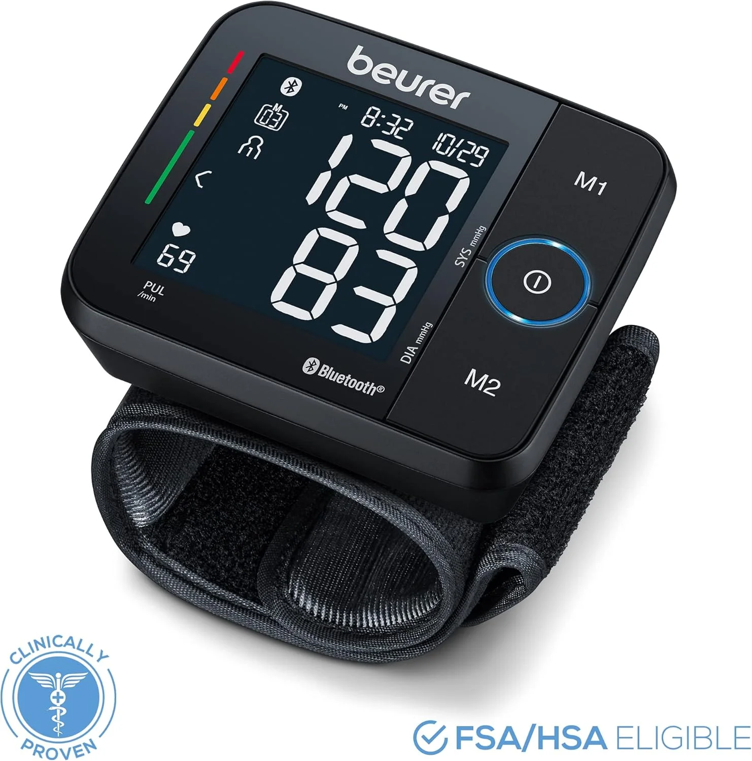 Beurer Wrist Blood Pressure Monitor with Bluetooth, Irregular Heartbeat Detection, Risk Indicator, Large Display, and Travel Case - Image 9