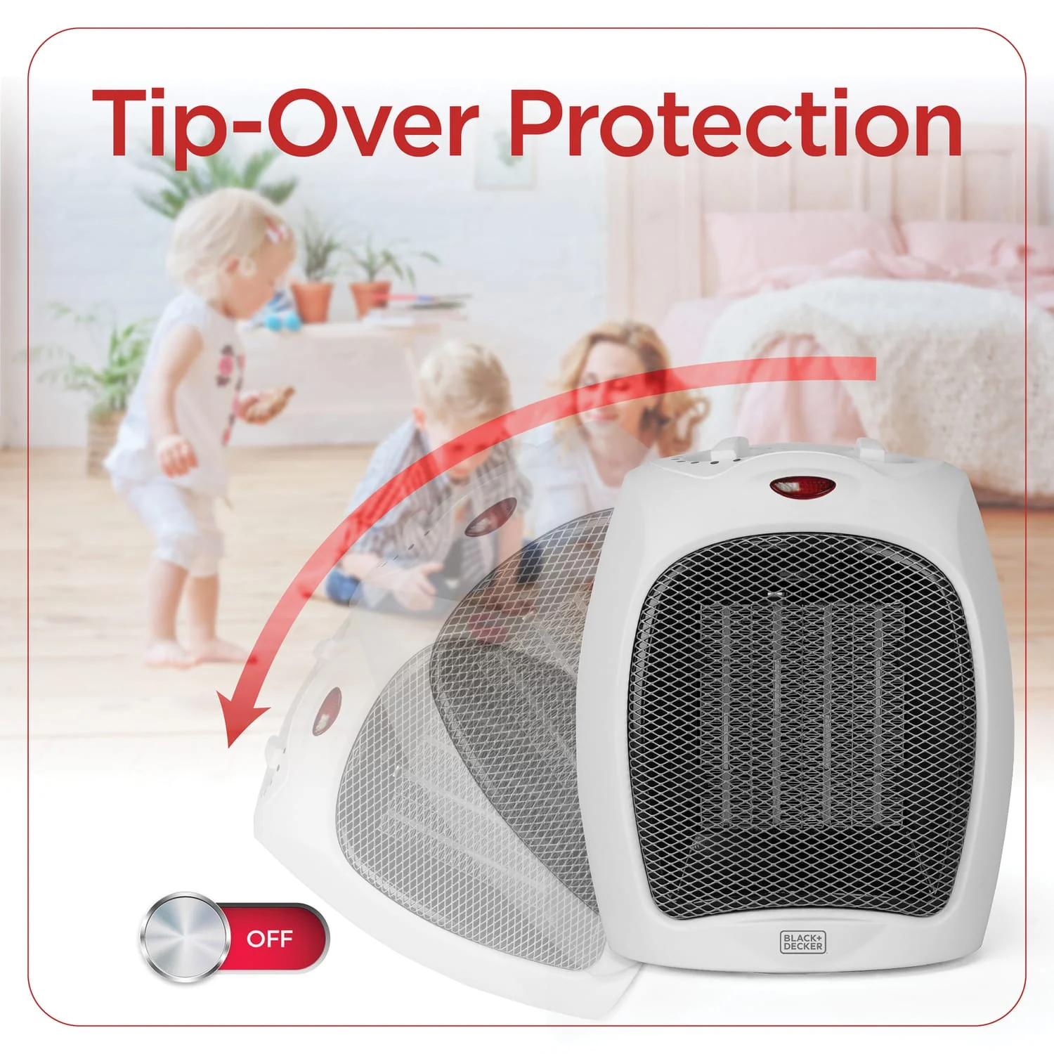 Black+Decker 1500-Watt-Max Desktop Ceramic Heater with Fan Setting, White - Image 5