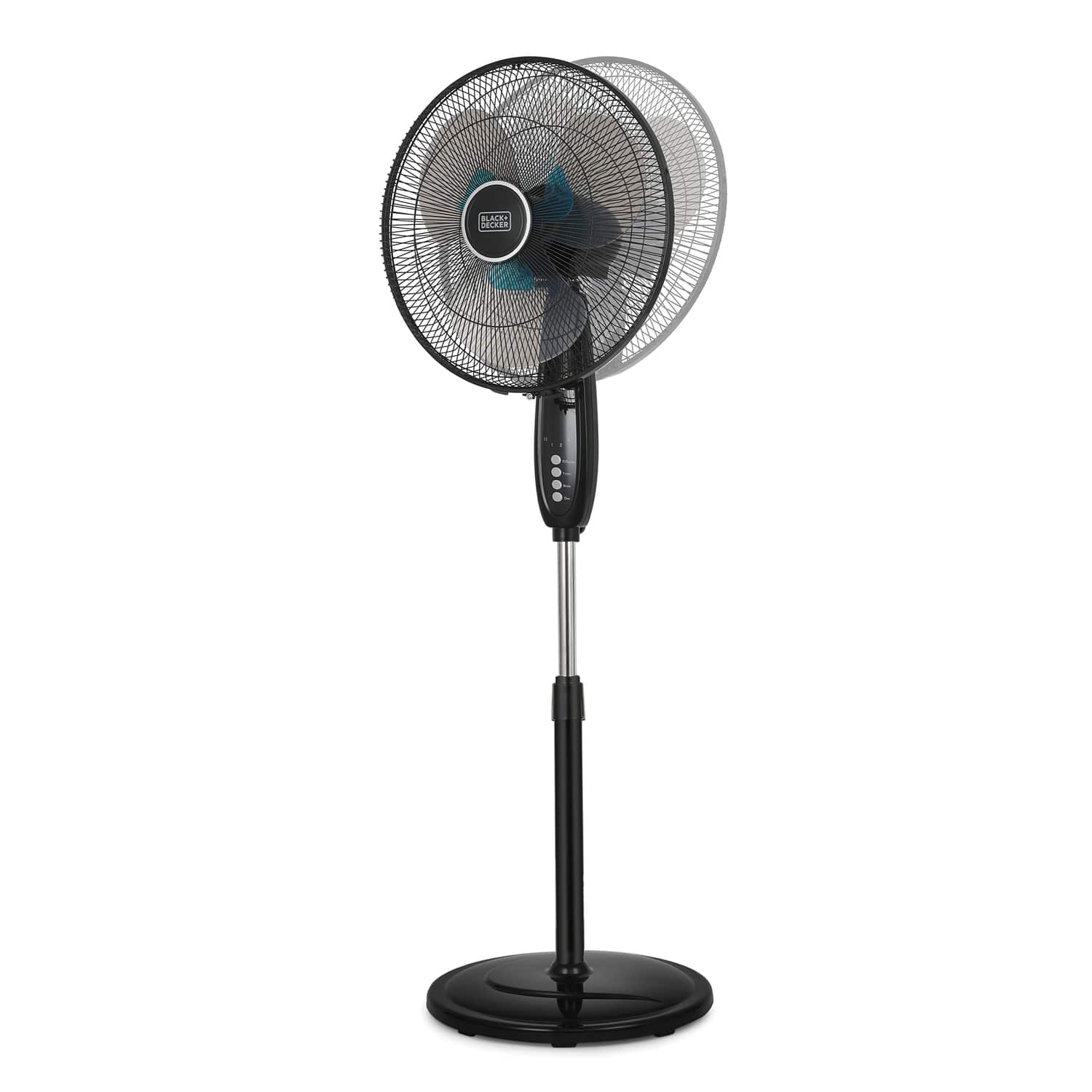 Black+Decker 16-In. 3-Speed Dual-Blade Oscillating Stand Fan with Remote, Black, BFSD116B - Image 5