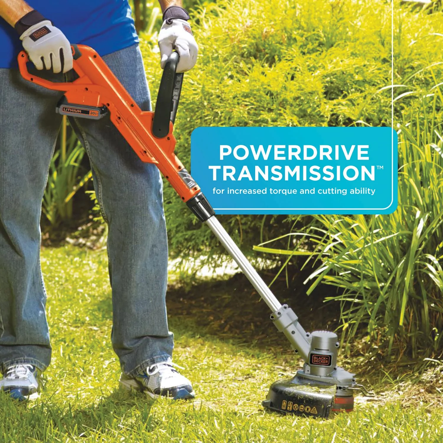 Black+Decker 20-Volt MAX* POWERCONNECT Cordless 2-in-1 String Trimmer and Edger with Battery and Charger, LST300 - Image 2