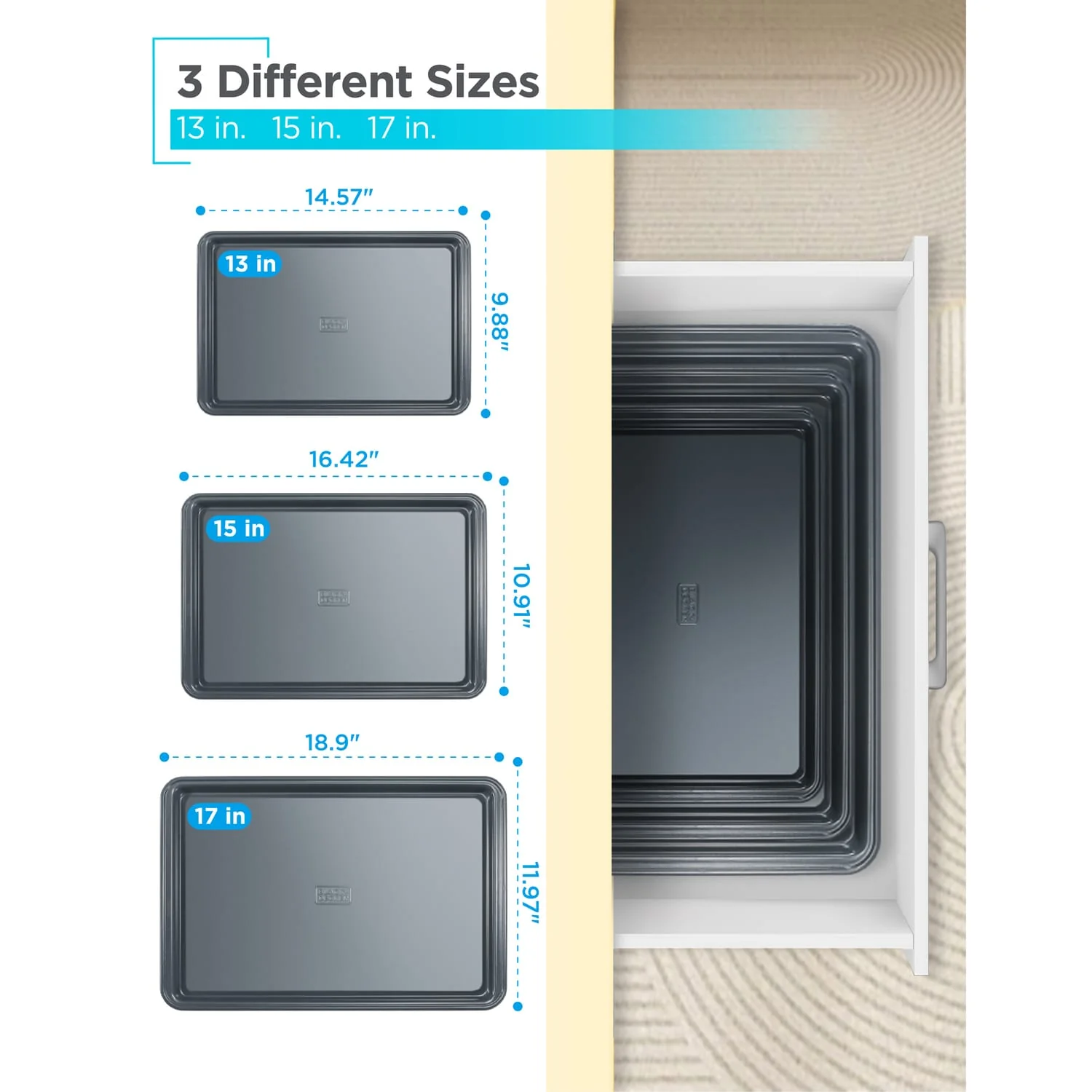 Black+Decker 3-Piece Carbon Steel Baking Sheet Set - Image 5